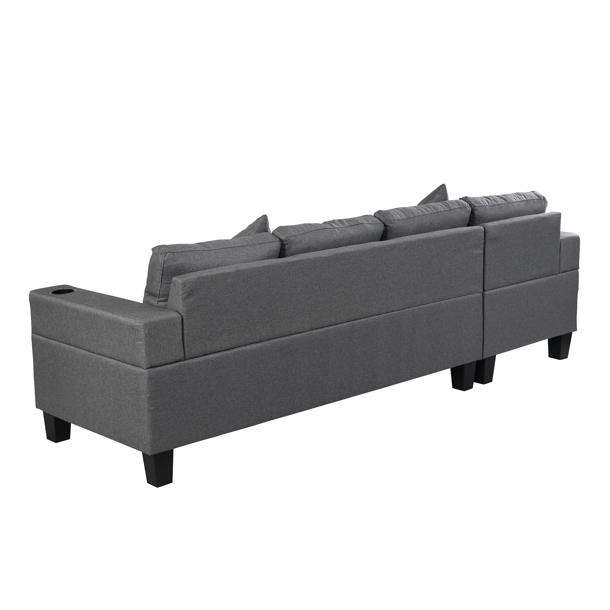 Sectional Sofa Set For Living Room With L Shape Chaise Lounge, Cup Holder And Left Or Right Hand Chaise Modern 4 Seat - Image 3