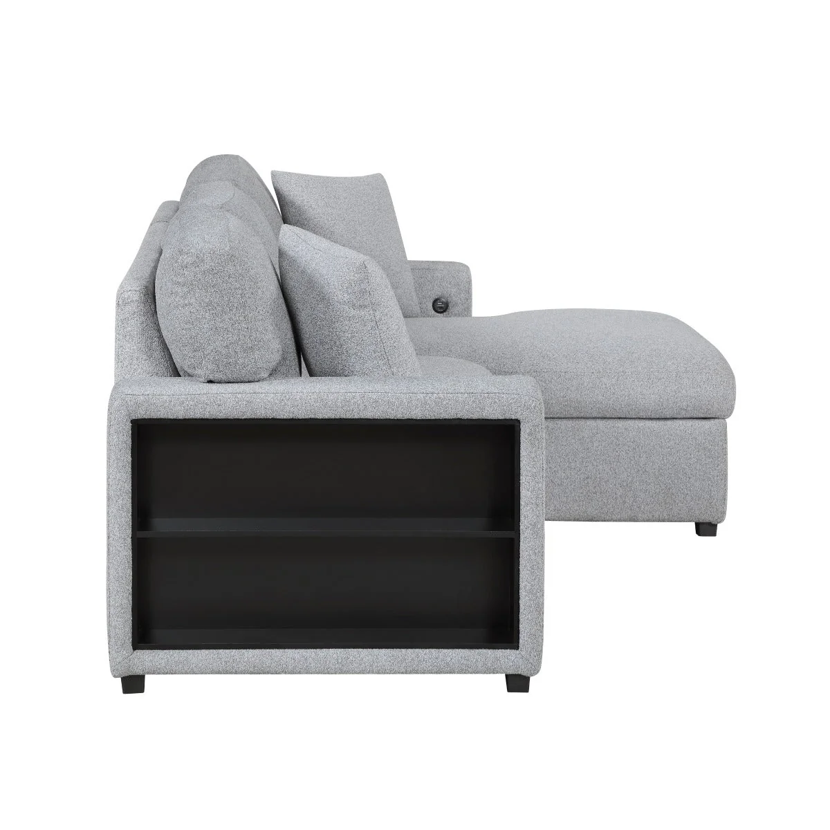 Sectional with Right Chaise, Pull-out Bed, Hidden Storage and Shelves, Charging Ports - Image 3
