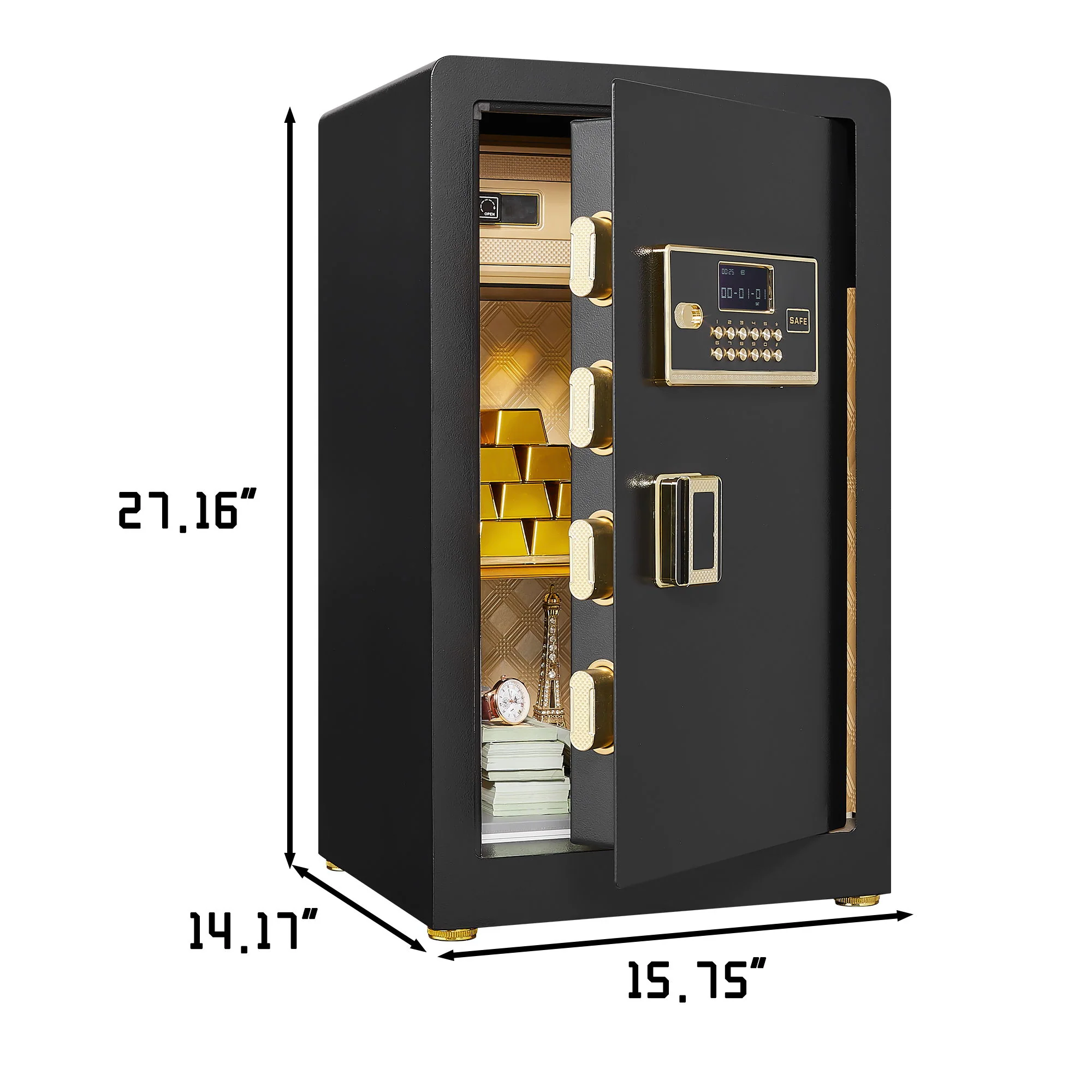 Security Electronic Home Safe With Digital Lock, Removable Shelf, Mute Function, Interior For Documents, Cash, Jewelry - Image 9