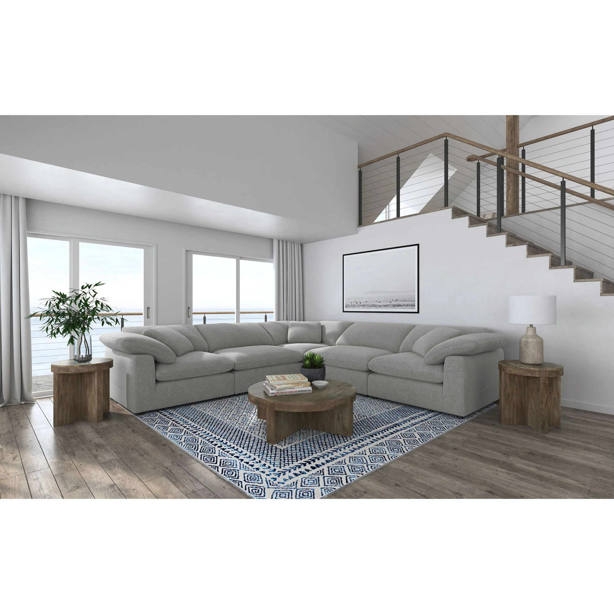 Segoura - 5 Piece Upholstered Modular Sectional With Reclined Back Pillows - Gray - Image 4