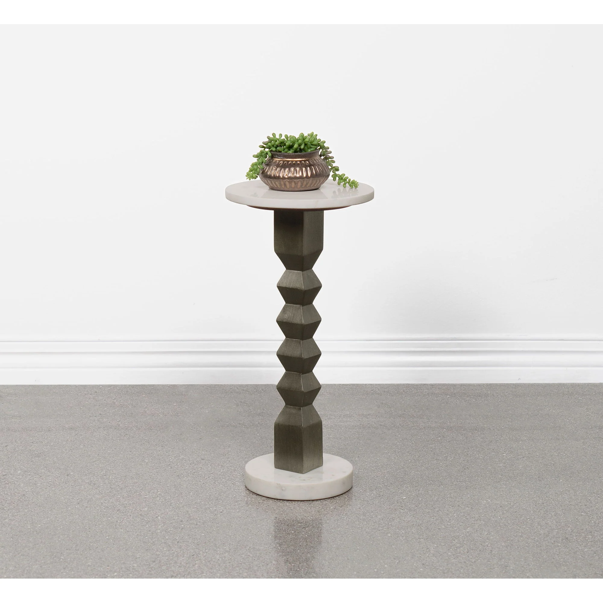 Selena - Round Side Table - White / Gray - Image 3