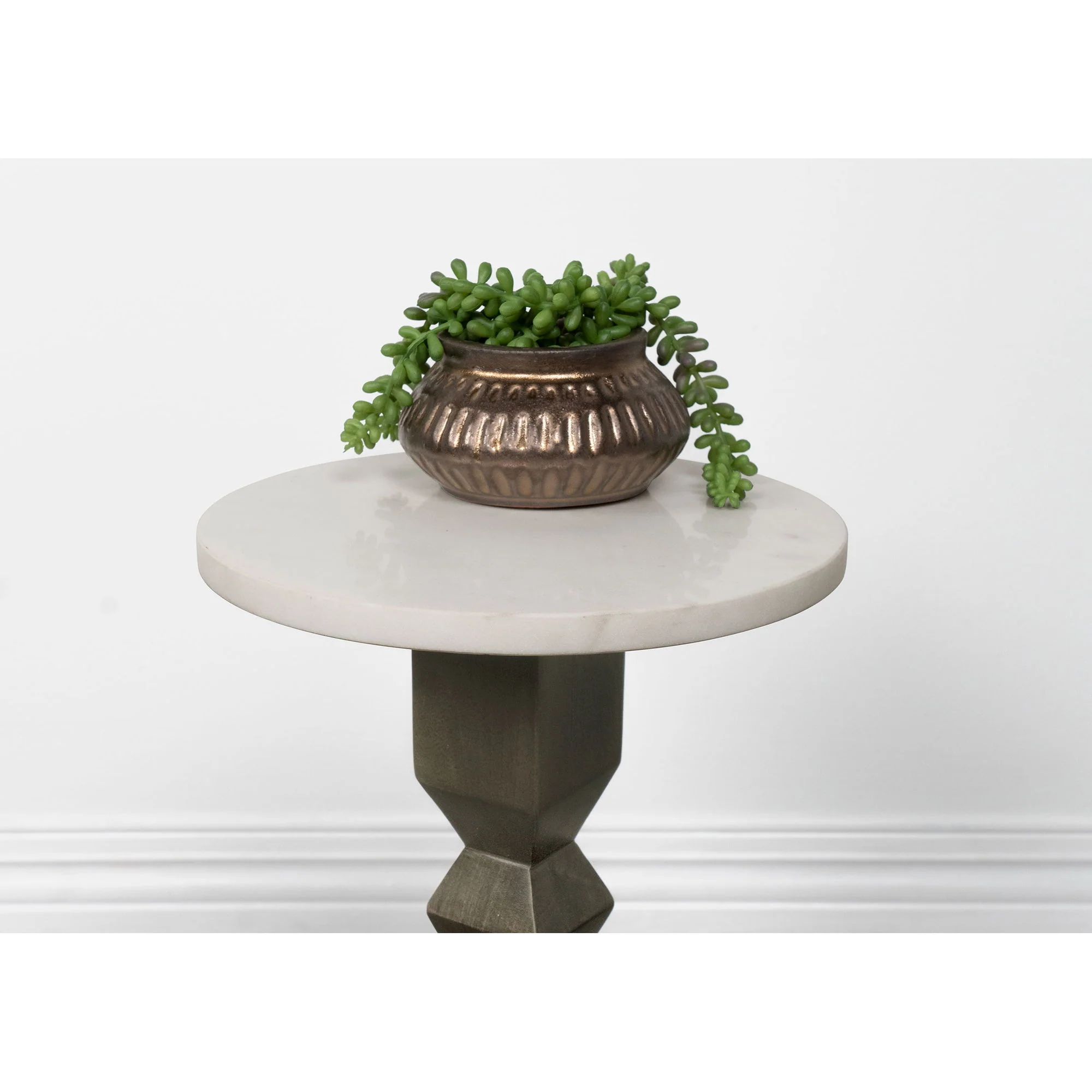 Selena - Round Side Table - White / Gray - Image 6