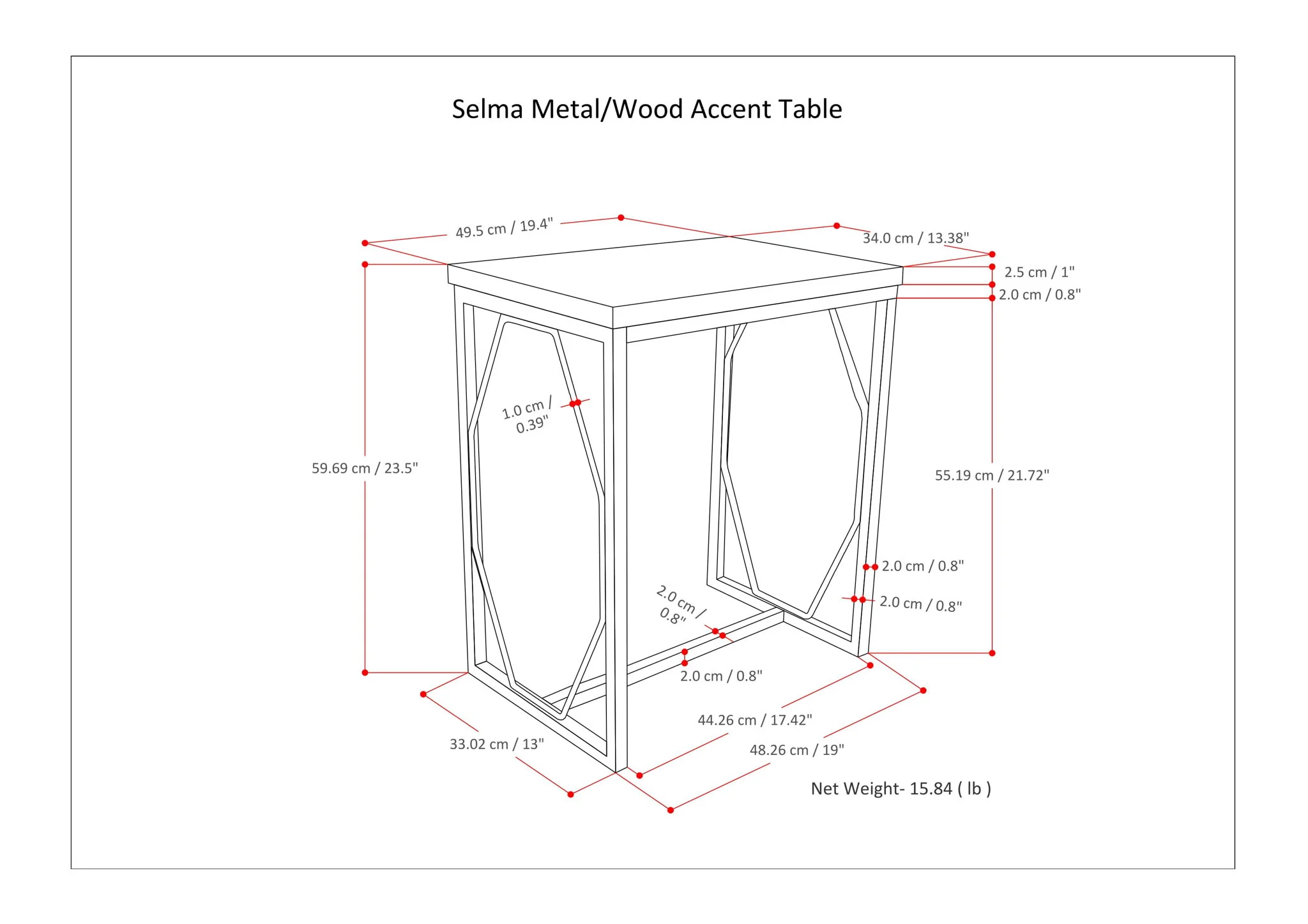 Selma - Handcrafted Metal And Wood Accent Table - Image 7