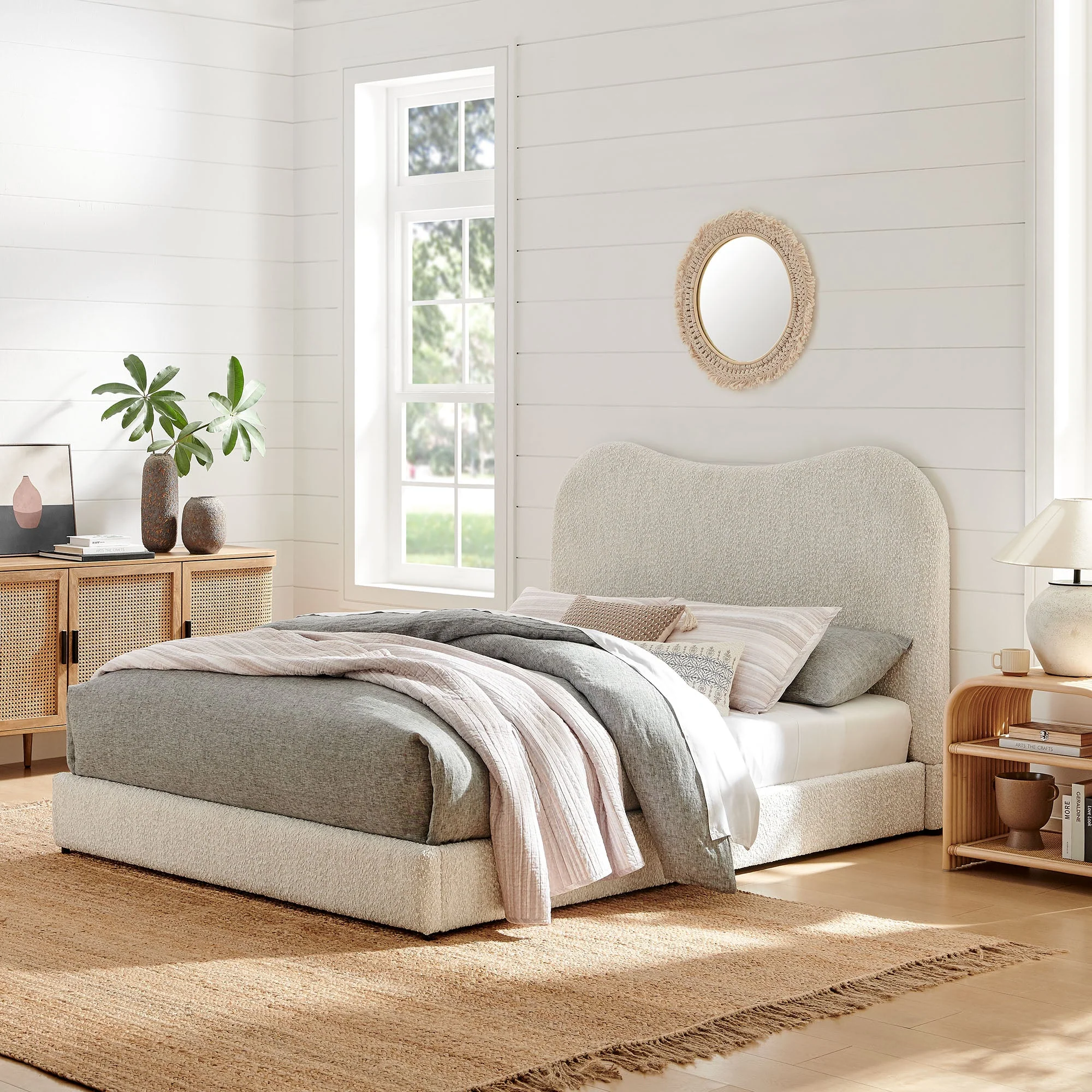 Sculptural Boucle Queen Platform Bed - Image 6