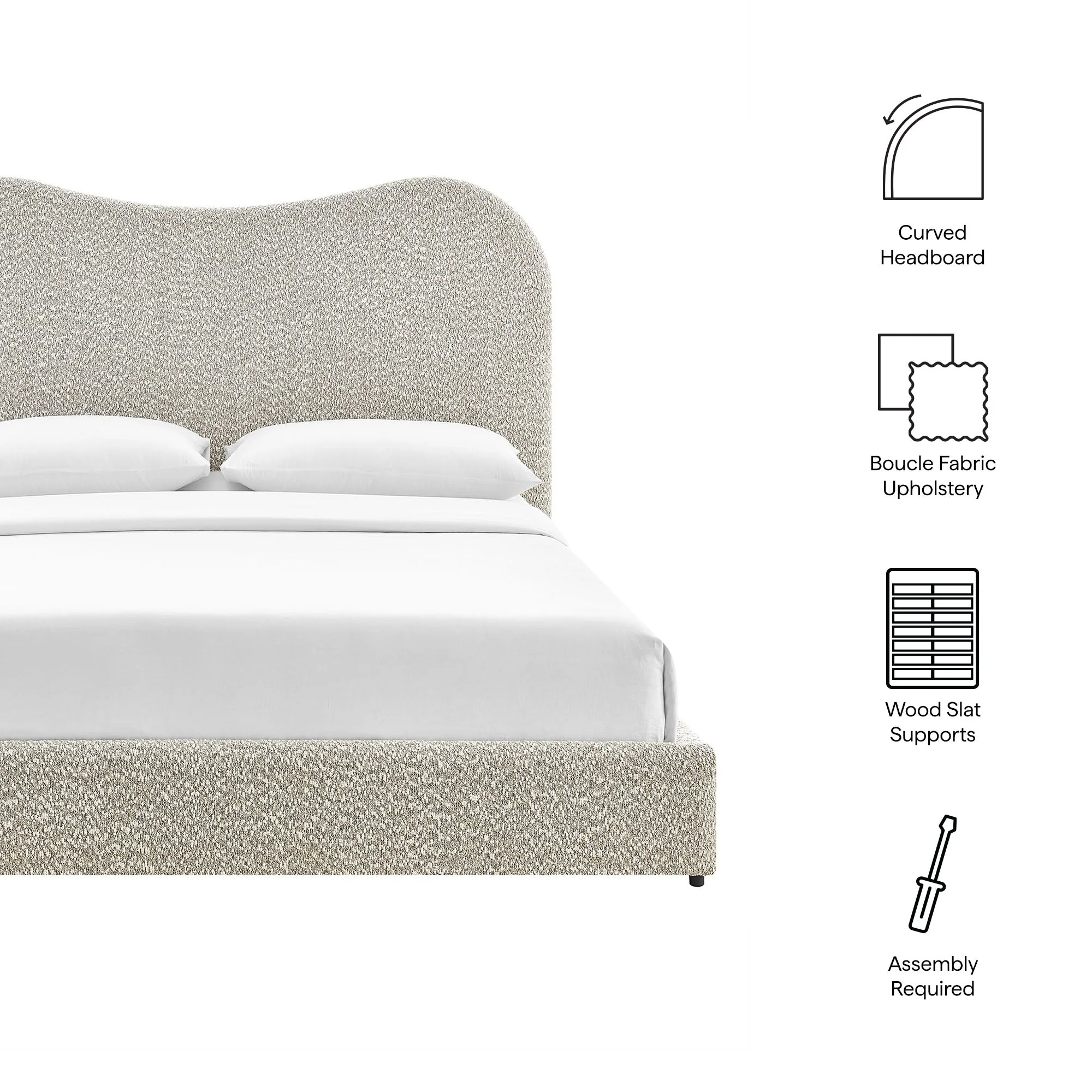 Sculptural Boucle Queen Platform Bed - Image 8