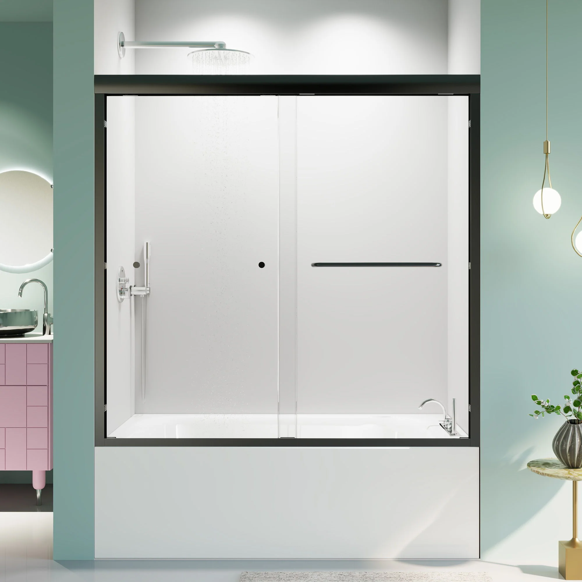Semi-Frameless Double Sliding Shower Door, Bypass Shower Door, 1 / 4" (6Mm) Thick SGCC Tempered Glass Door - Image 28