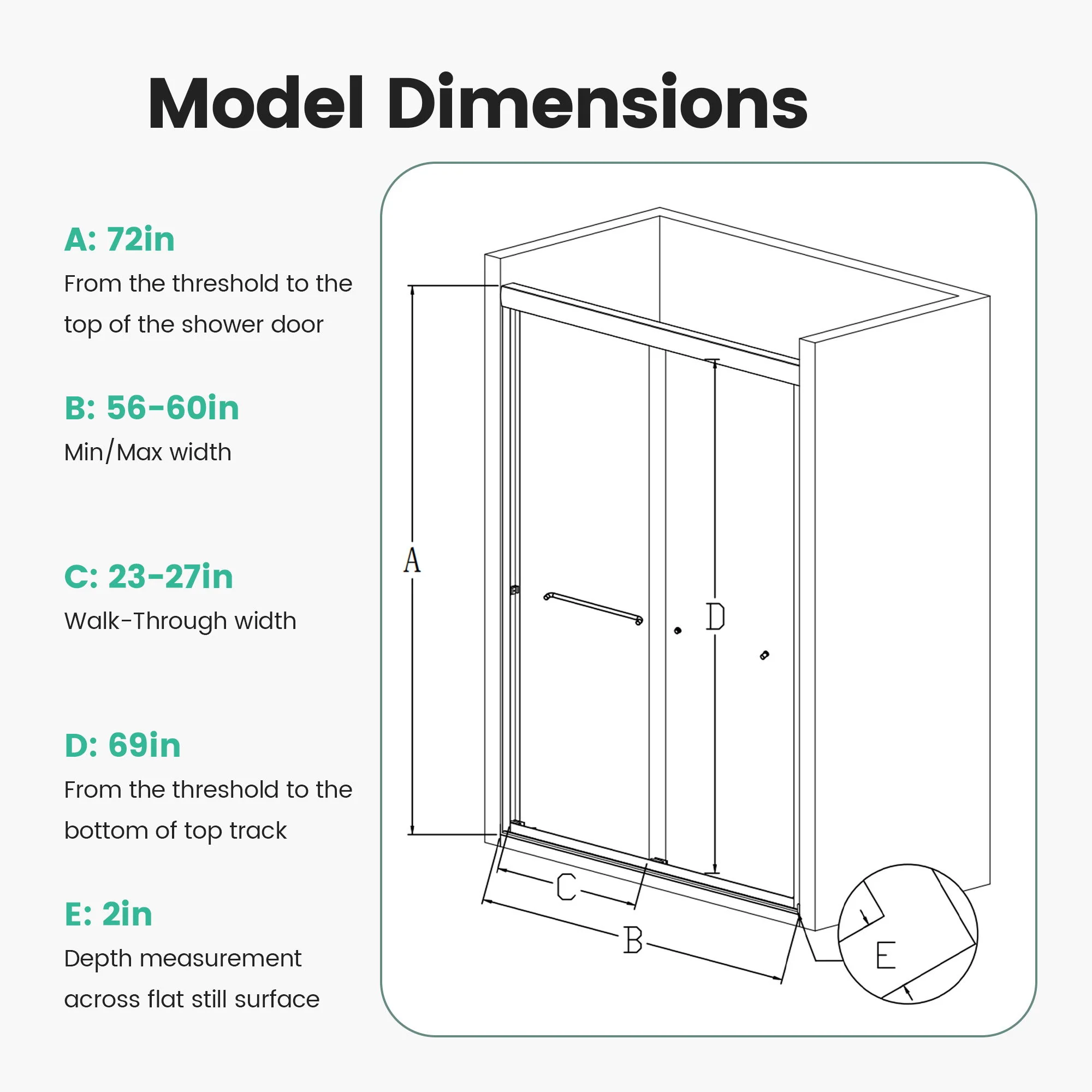 Semi-Frameless Double Sliding Shower Door, Bypass Shower Door, 1 / 4" (6Mm) Thick SGCC Tempered Glass Door - Image 29