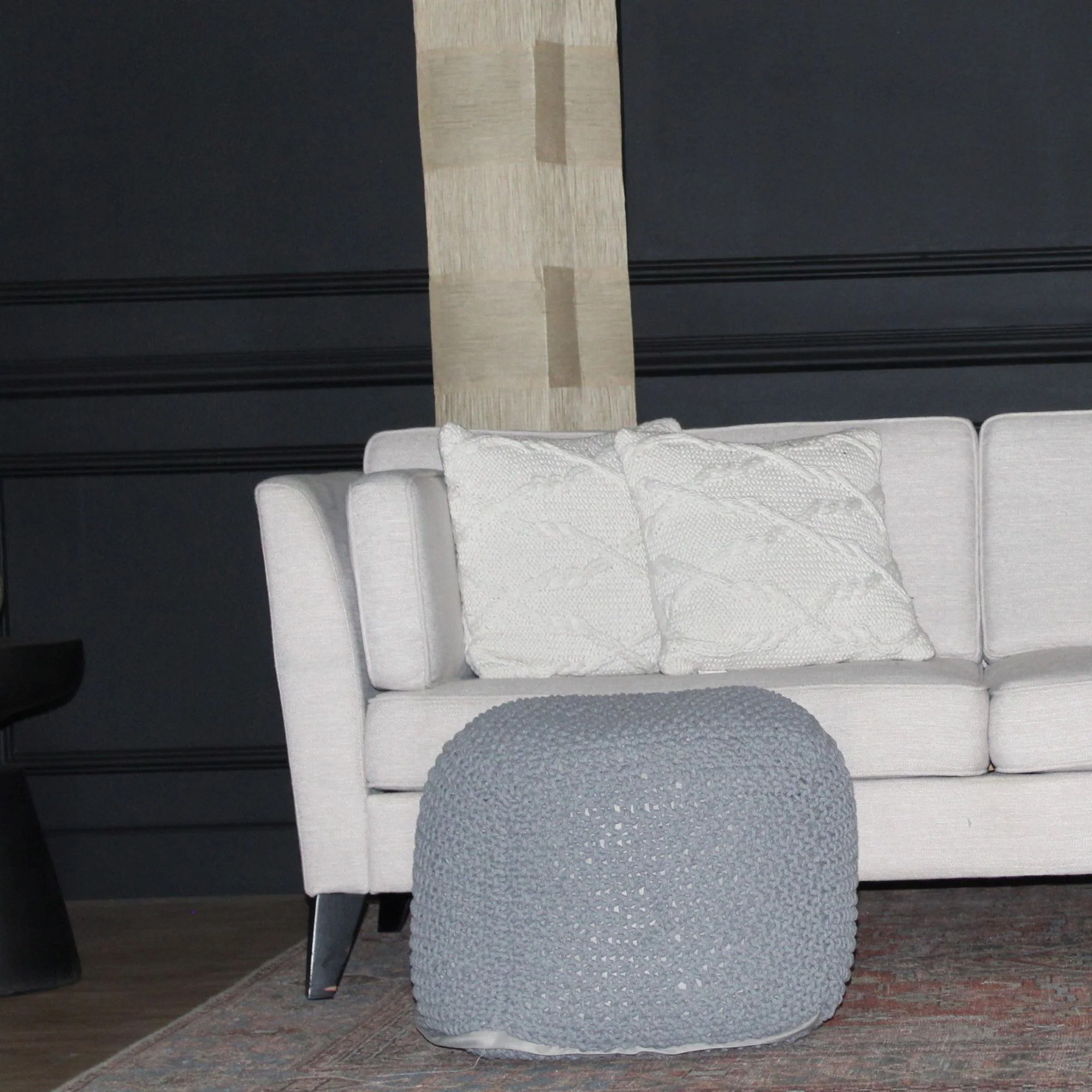Semi Rounded Pouf, Cable Knitted, Perfect Seating - Image 12