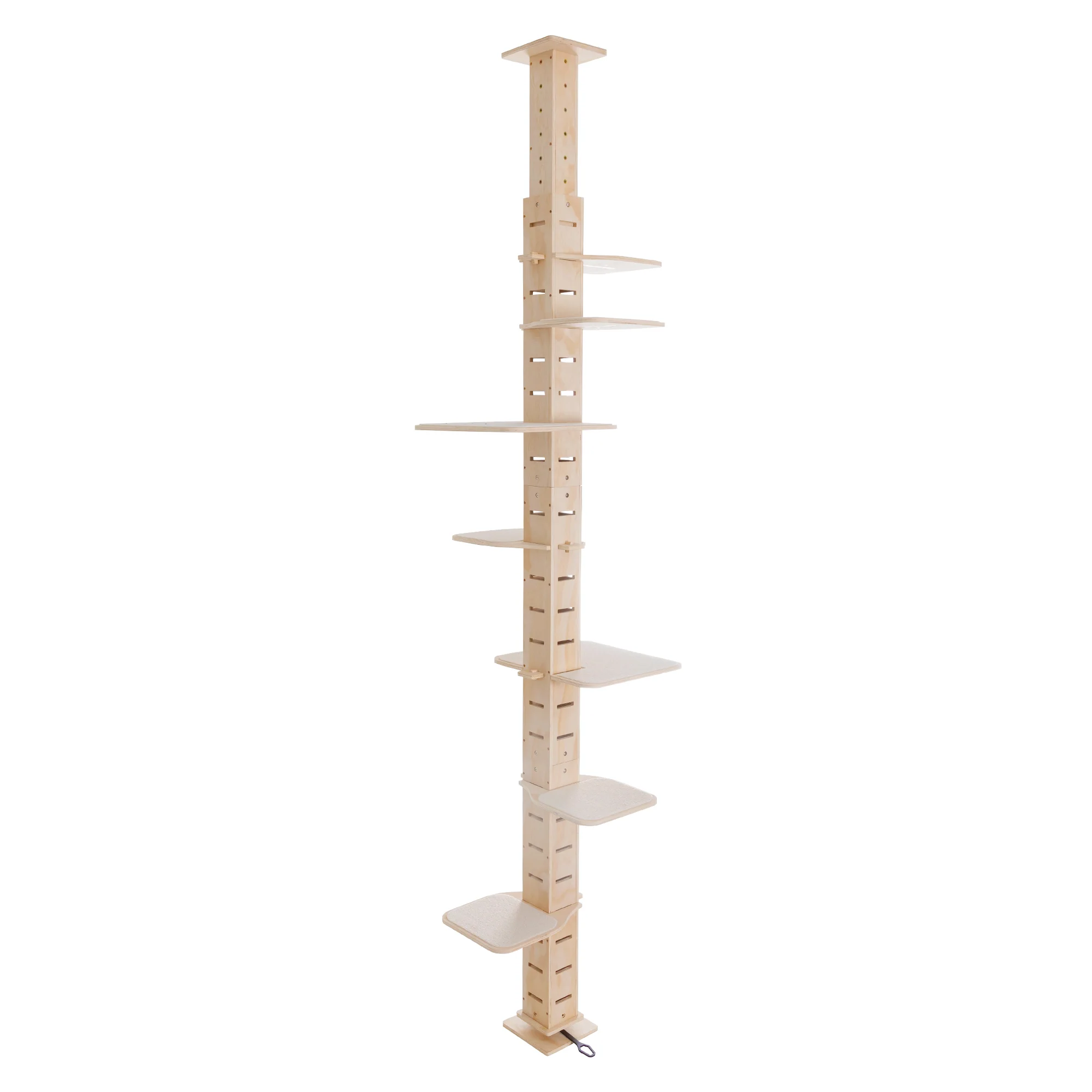 Sequoia 9-Foot Floor-to-Ceiling Pine Wood Cat Tree with Flannel Mats - Image 4