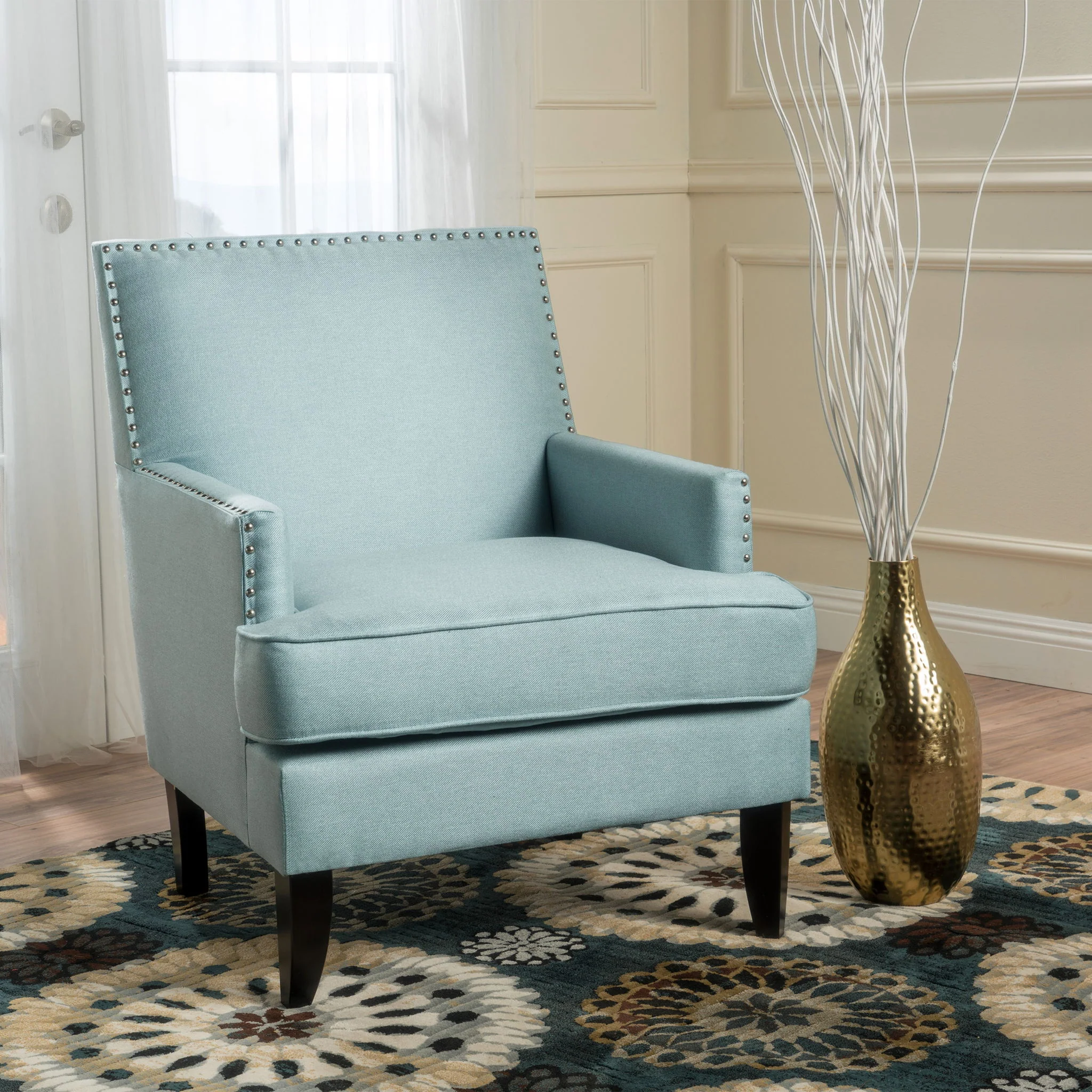 Serenada - Upholstered Fabric Club Chair With Nailhead Trim And Tapered Birch Legs - Image 12