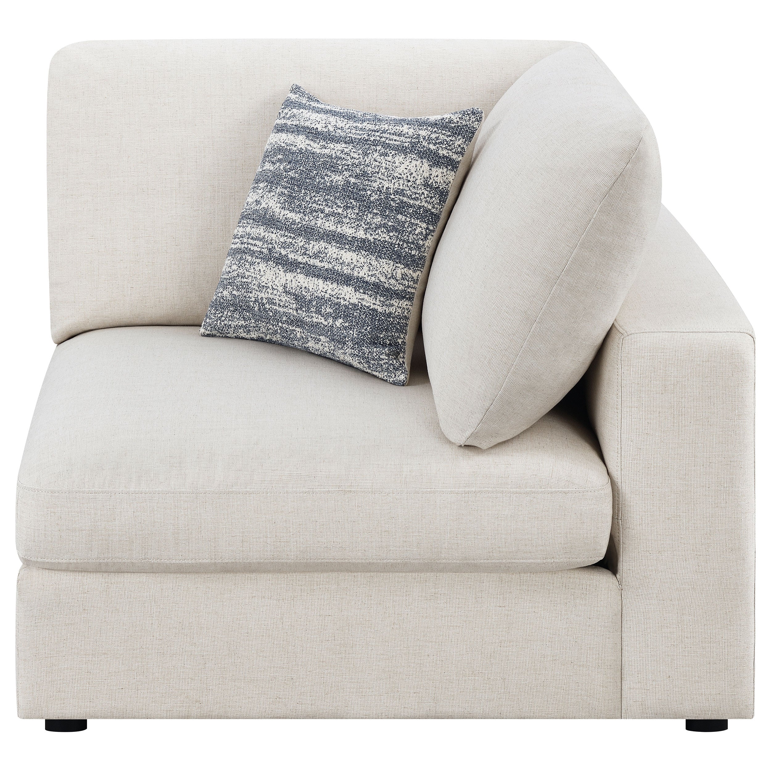Serene Upholstered Corner Chair in Beige Linen-Blend - Image 3