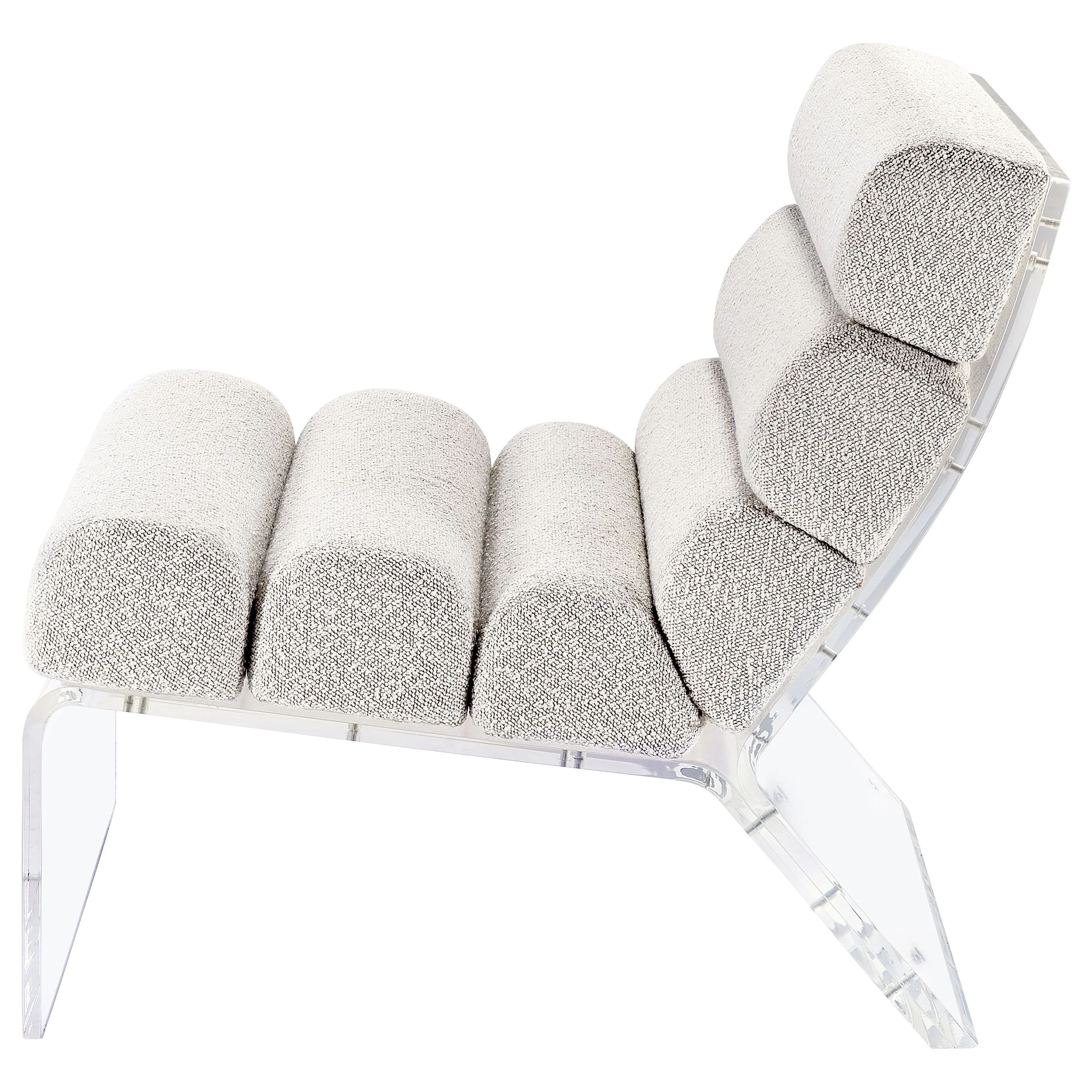 Serreta Boucle Upholstered Armless Acrylic Chair Ivory - Image 3