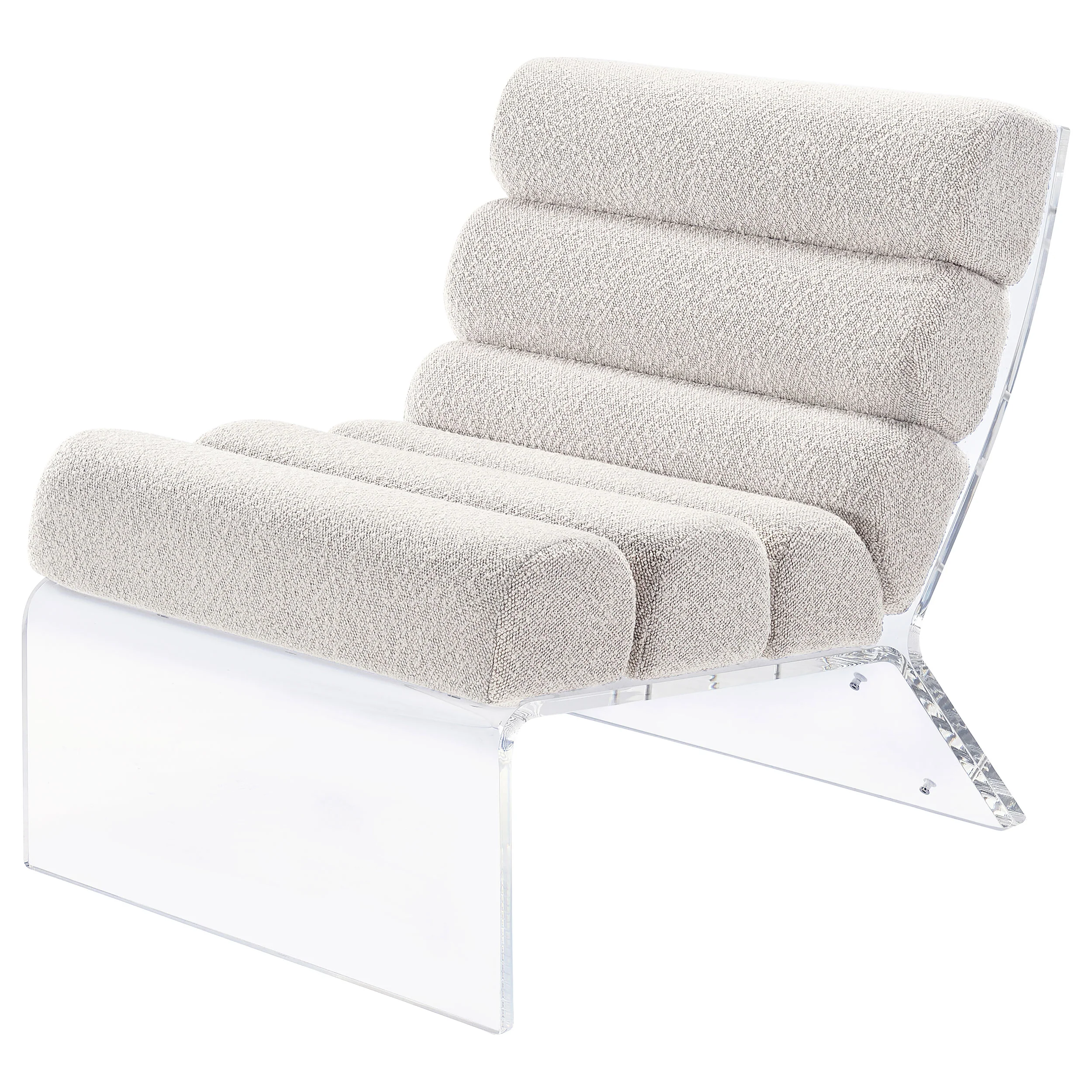 Serreta Boucle Upholstered Armless Acrylic Chair Ivory - Image 4