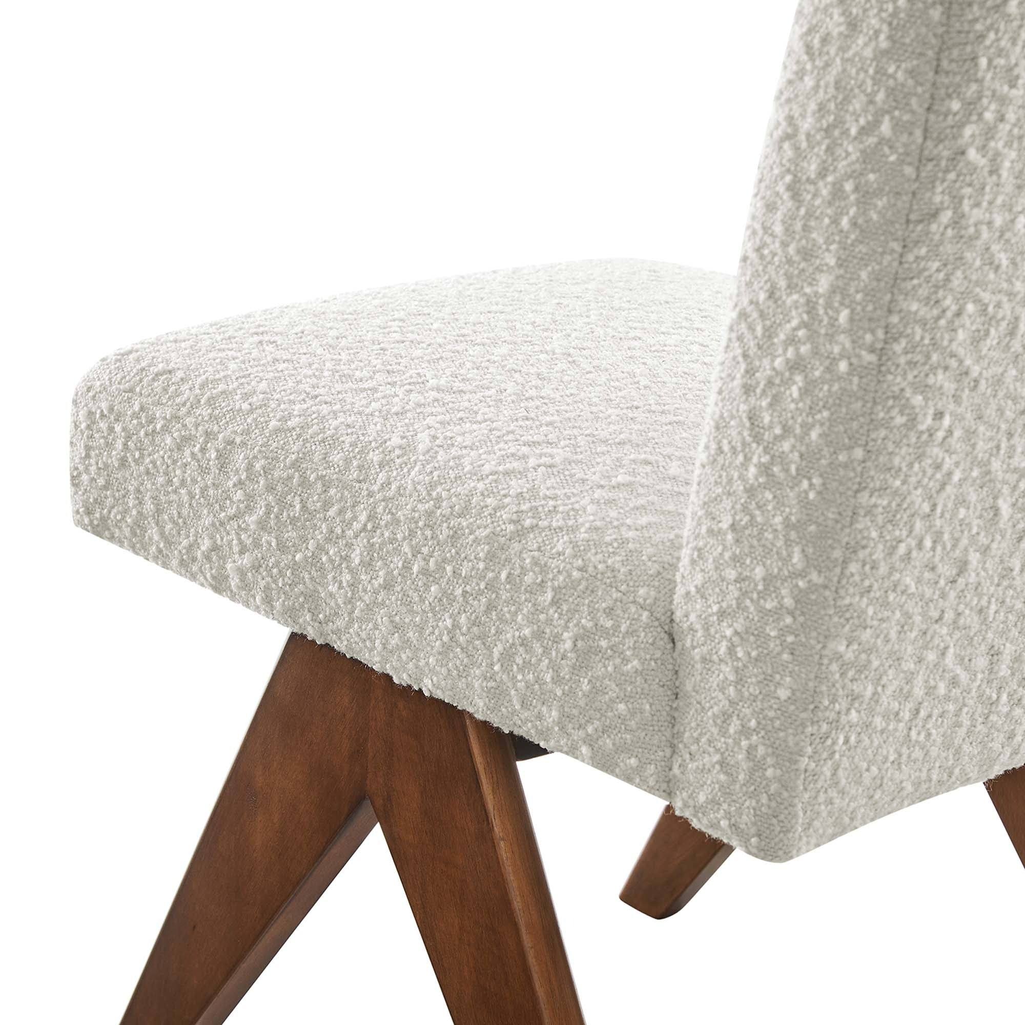 Set of 2 Boucle Fabric Dining Side Chairs with V-Shaped Legs - Image 7