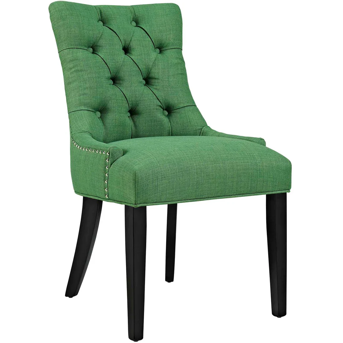 Set of 2 Button Tufted Fabric Dining Side Chairs with Nailhead Trim - Image 6