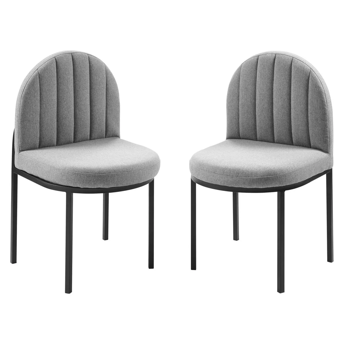 Set of 2 Channel Tufted Clamshell Fabric Dining Side Chairs - Image 7