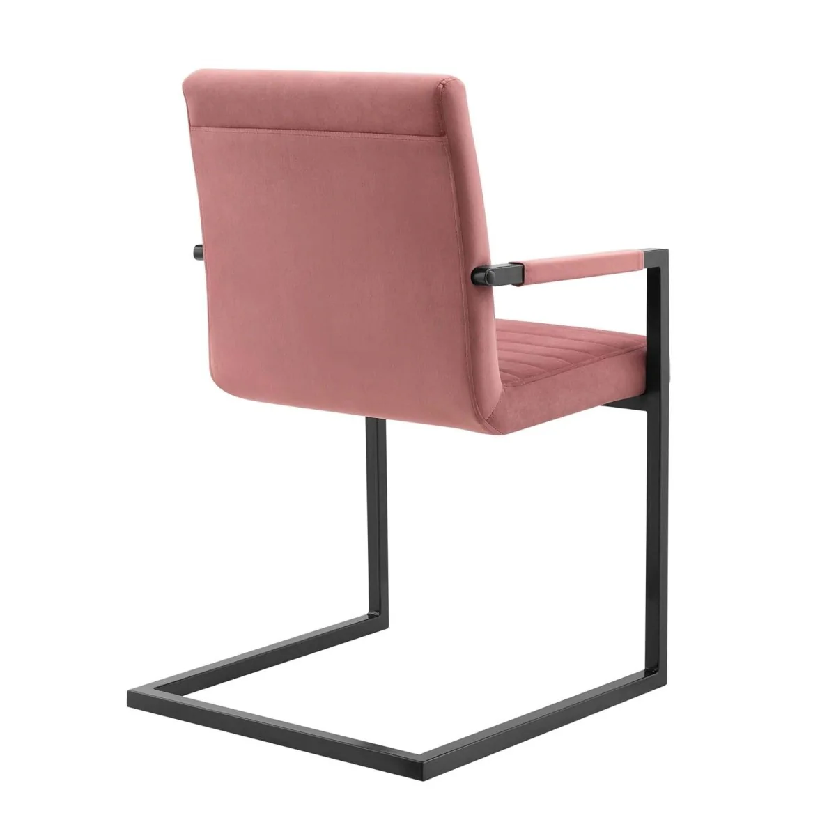 Set of 2 Dusty Rose Channel Tufted Performance Velvet Sled Base Dining Chairs - Image 6