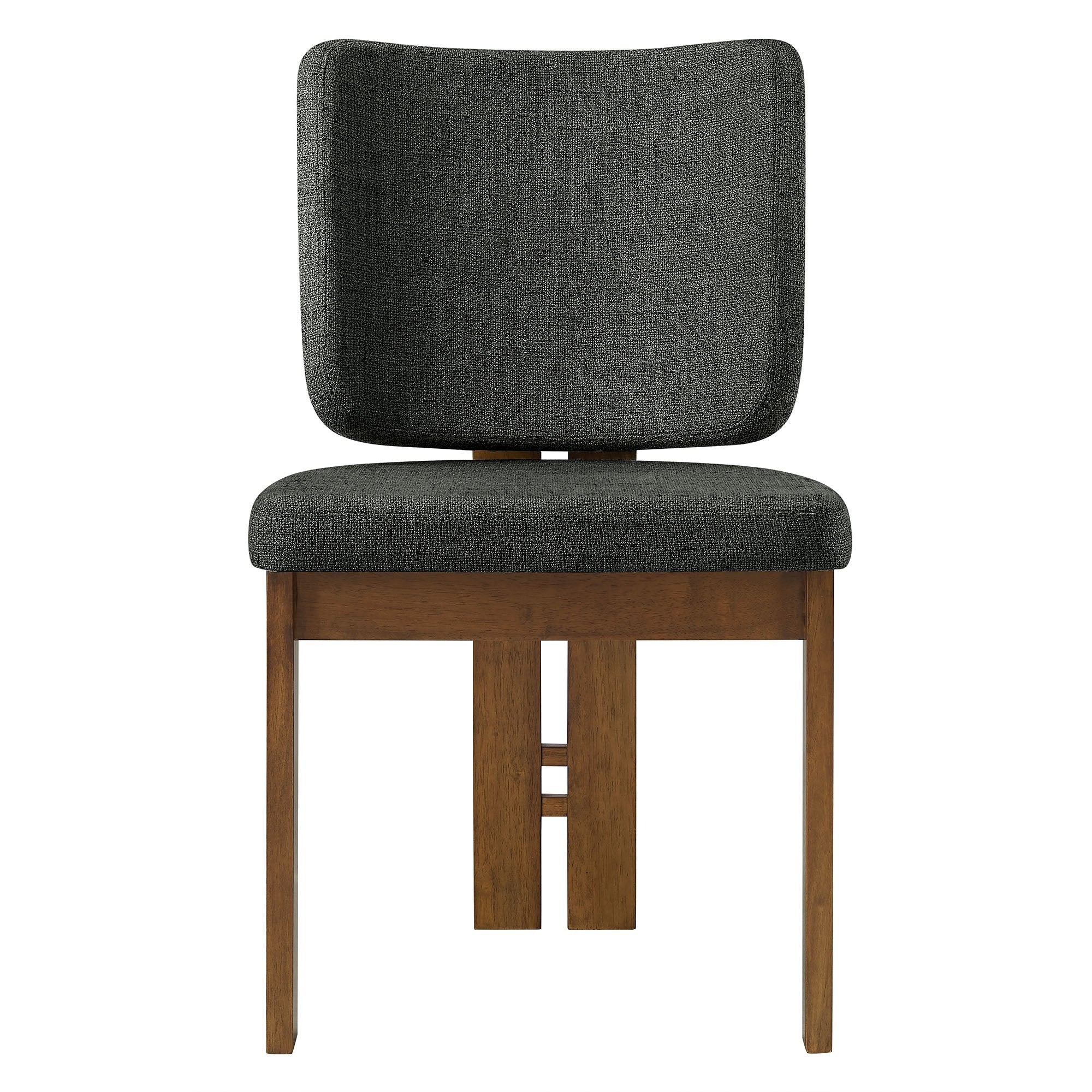 Set of 2 Fabric Upholstered Armless Dining Chairs with Stretcher Base - Image 5