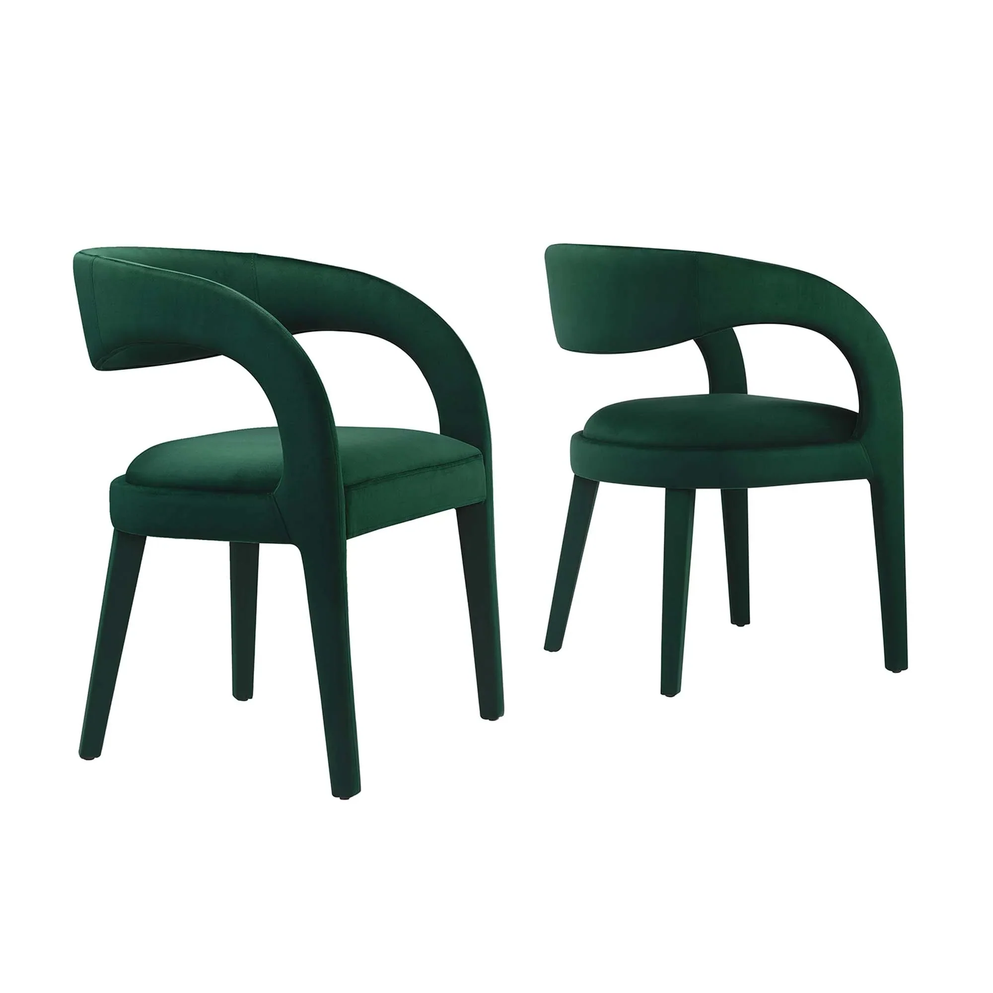 Set of 2 Performance Velvet Curved Back Dining Chairs - Image 21