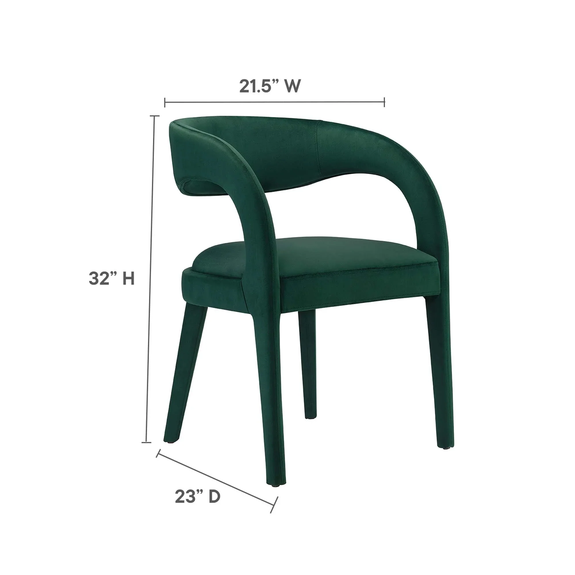 Set of 2 Performance Velvet Curved Back Dining Chairs - Image 29