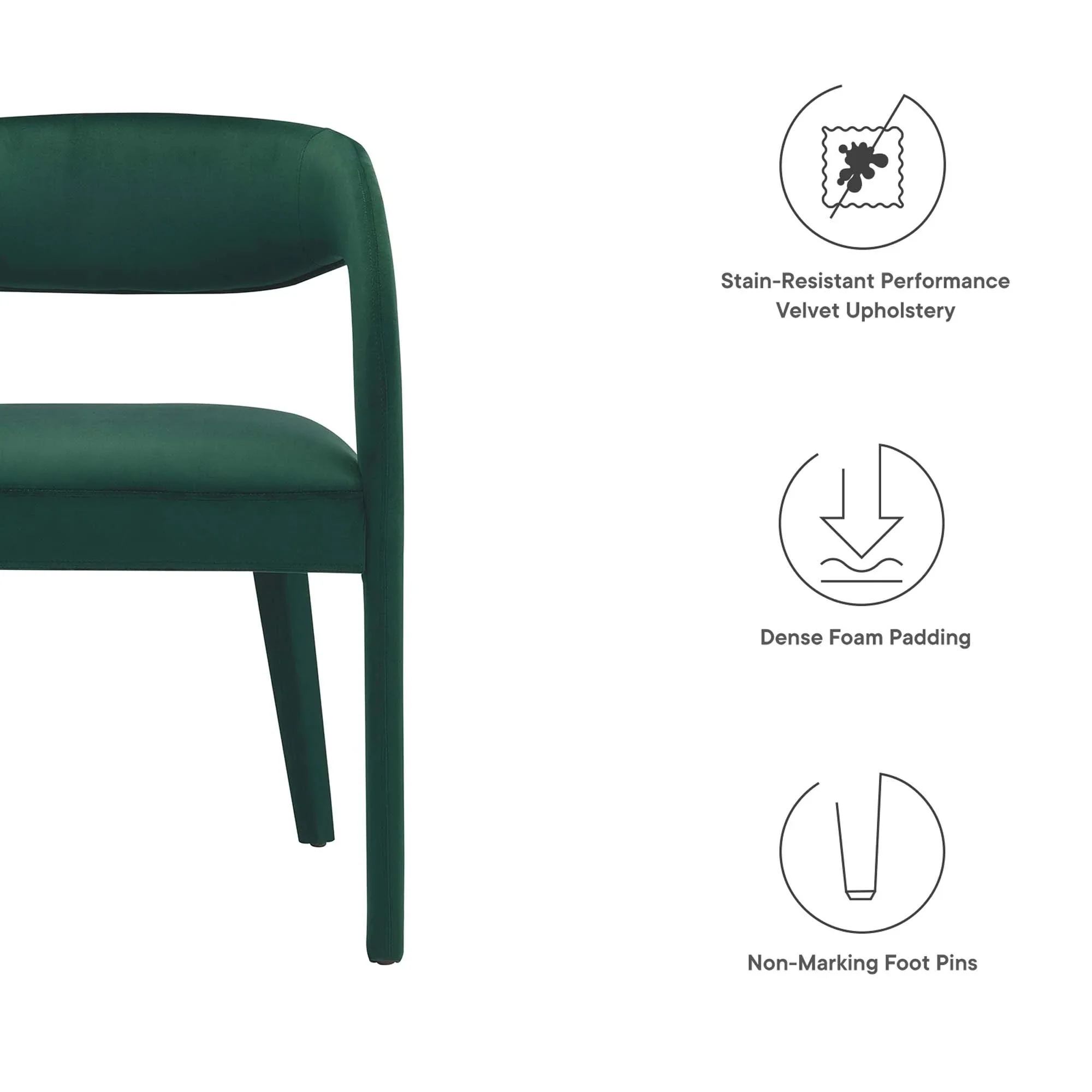 Set of 2 Performance Velvet Curved Back Dining Chairs - Image 30