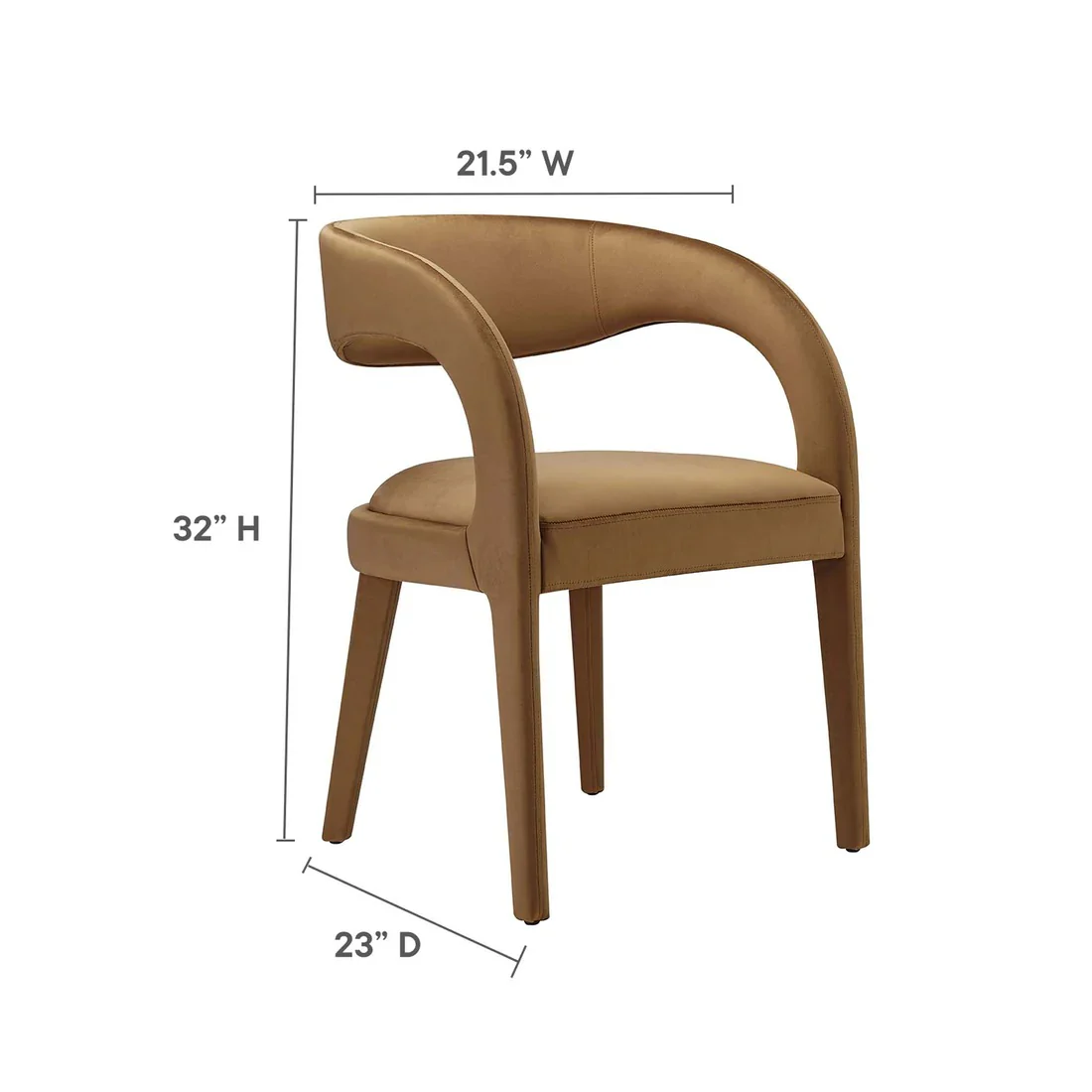 Set of 2 Performance Velvet Curved Back Dining Chairs - Image 9