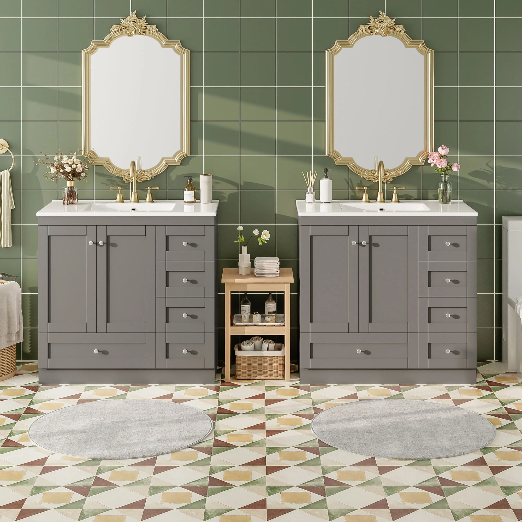 Shaker Free Standing Bathroom Vanity Cabinet & Sink, Soft Close Drawers, Soft Close Doors - Image 46