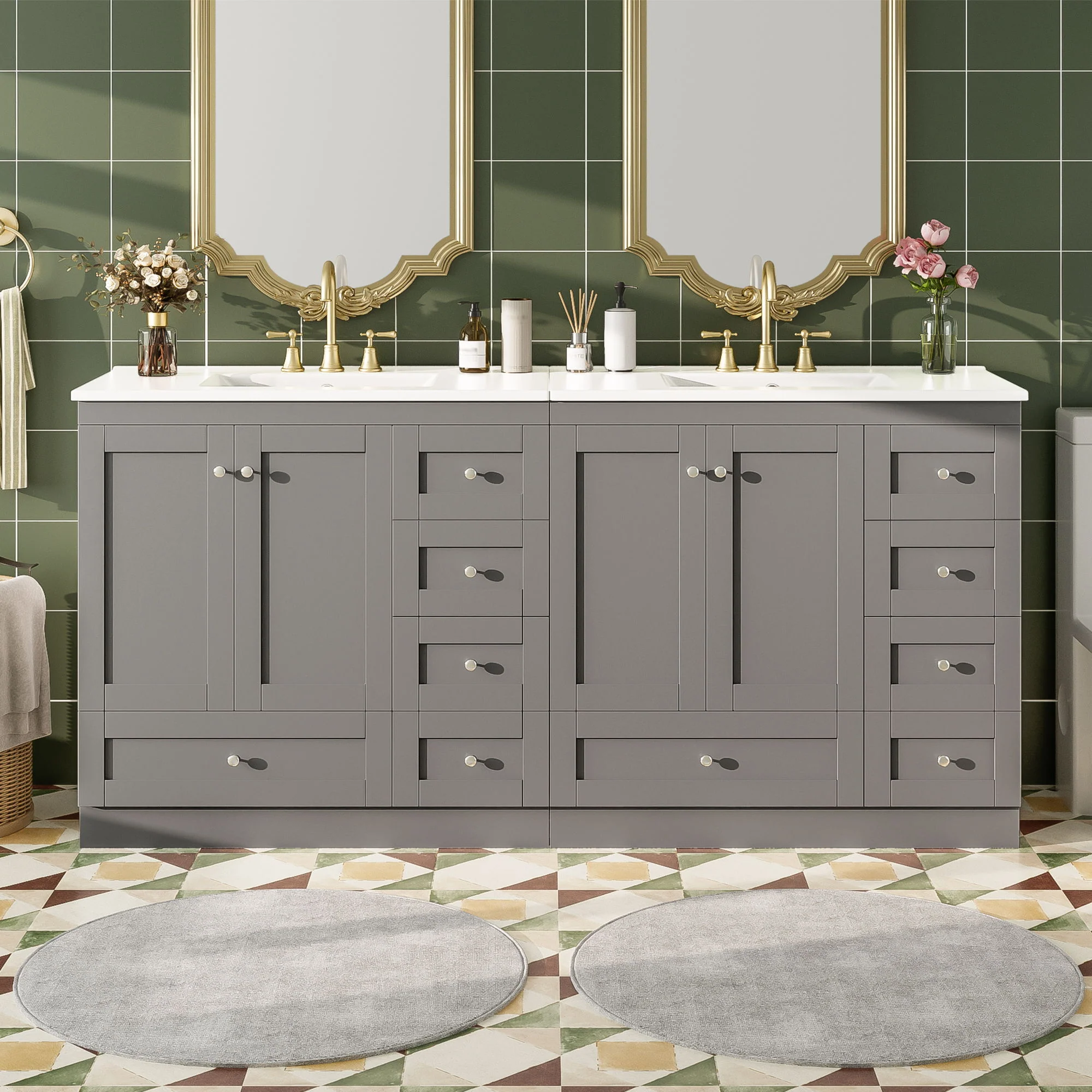 Shaker Free Standing Bathroom Vanity Cabinet & Sink, Soft Close Drawers, Soft Close Doors - Image 55