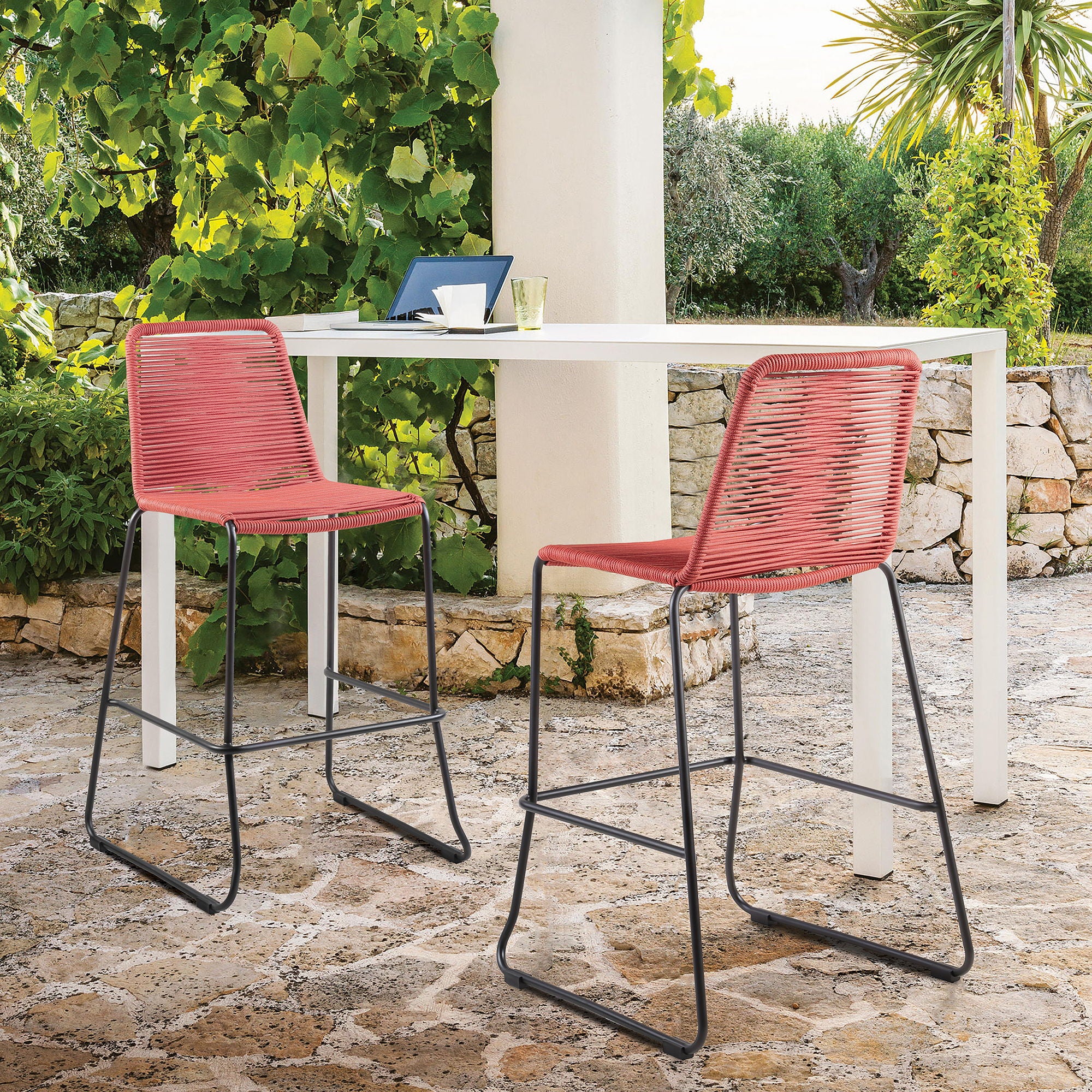 Shasta - Outdoor Metal And Rope Stackable Stool (Set of 2) - Image 9