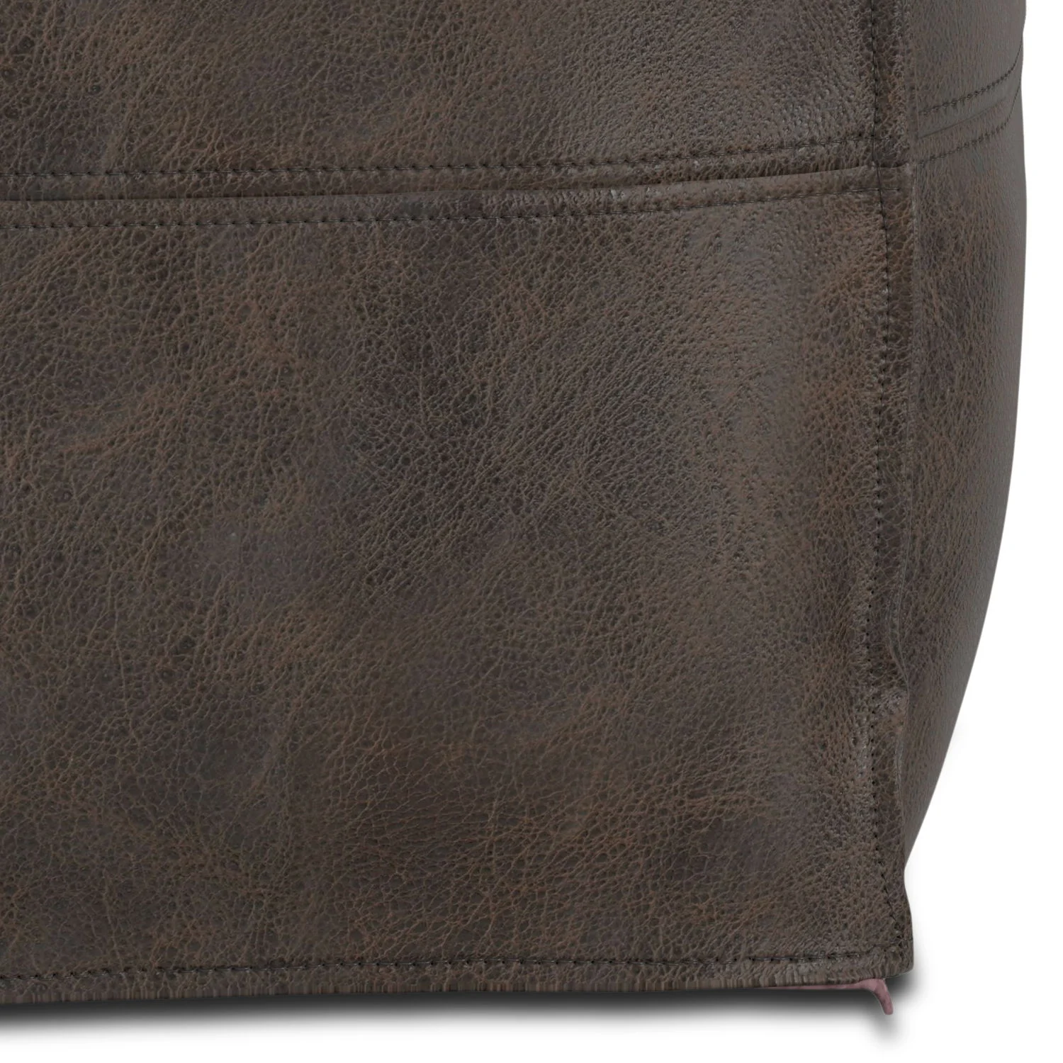 Sheffield - Square Pouf - Distressed Dark Brown - Image 3