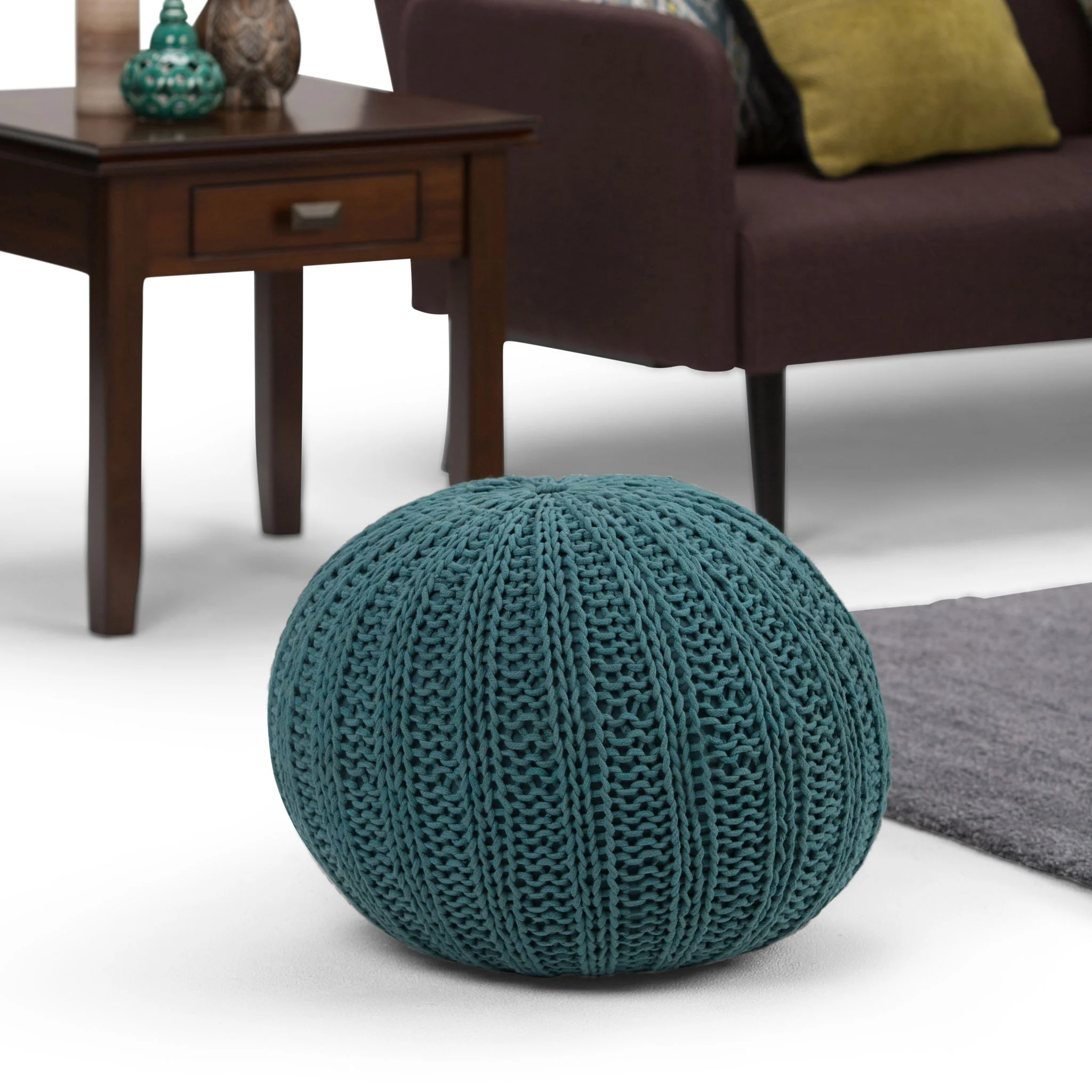 Shelby - Handcrafted Hand Knit Round Pouf - Image 6