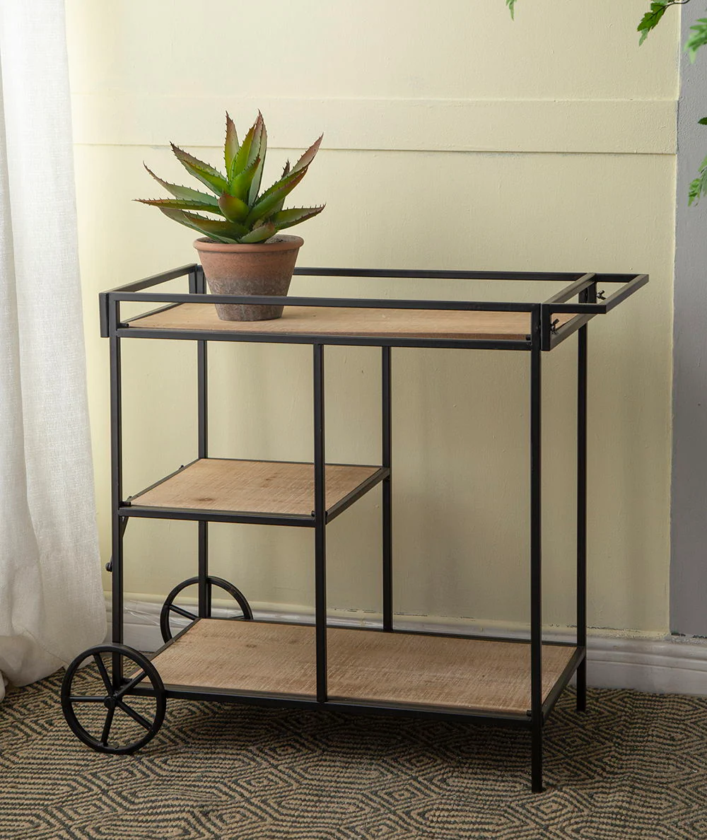 Shelf With Wheel - Black / Brown - Image 2