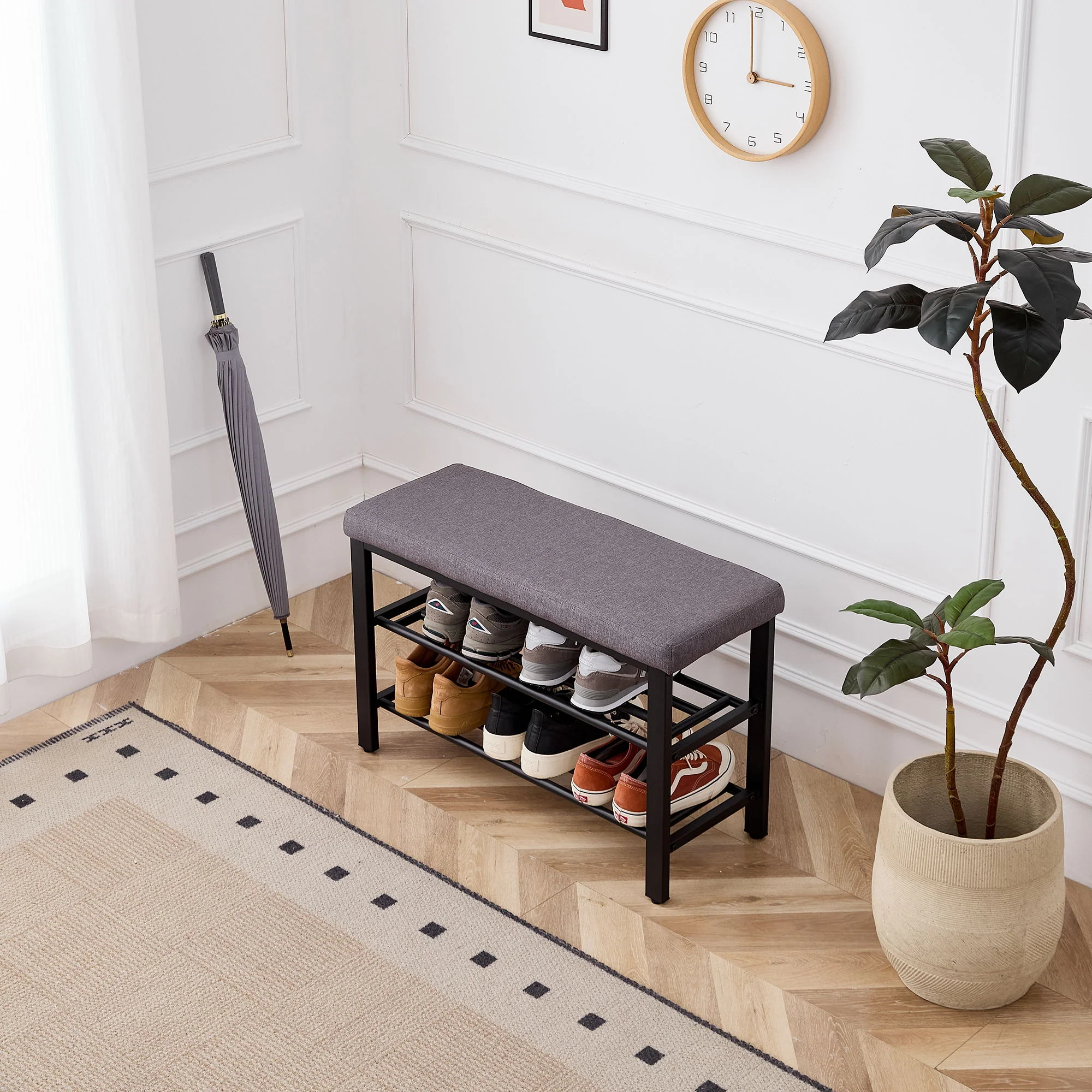 Shoe Bench With Cushion, Storage Seat For Entryway - Image 7