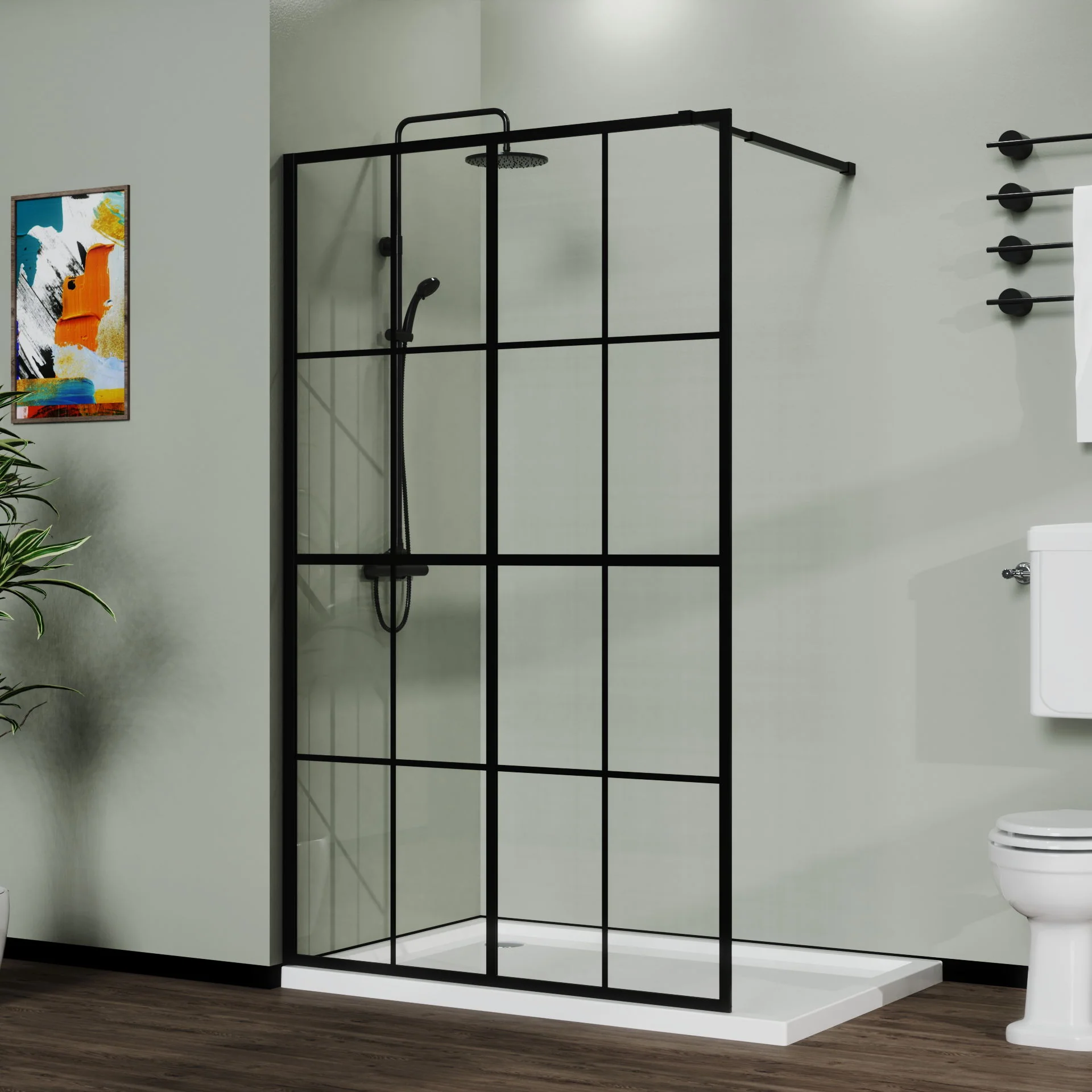 Shower Screen Walk In Wet Room - Black - Image 6