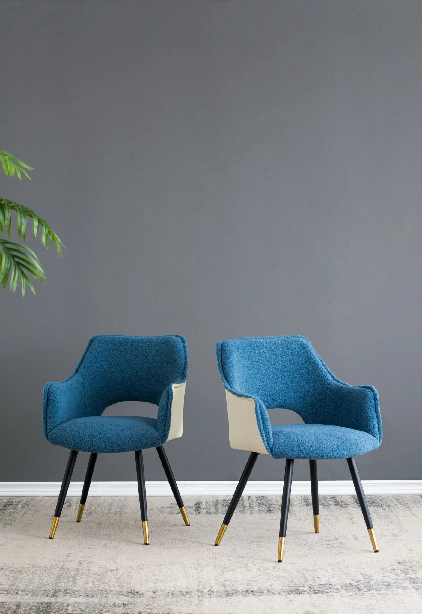 Side Chair, Living Room Bedroom Kitchen Vanity Accent Chair (Set of 2) - Blue - Image 3