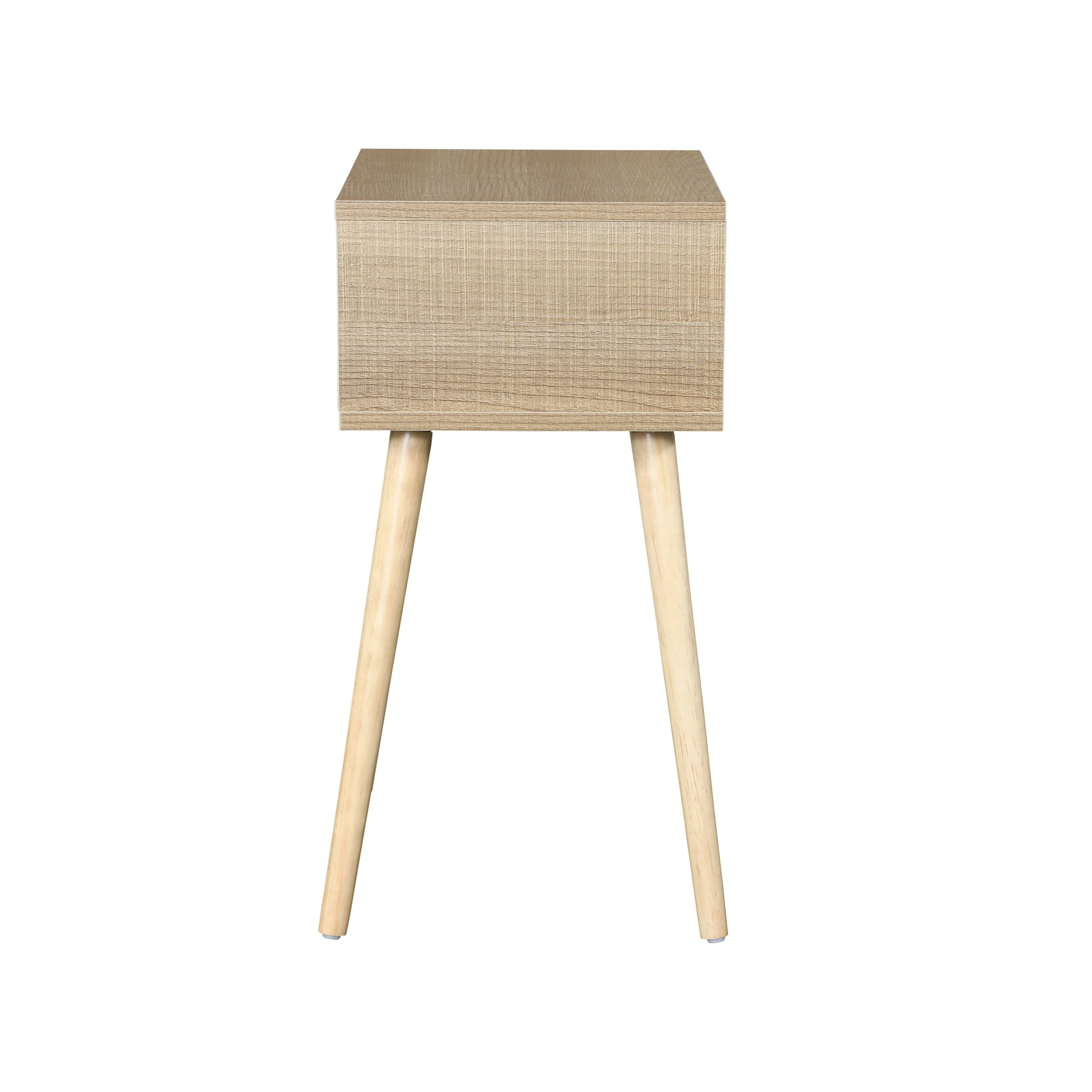 Side Table With 1 Drawer, Mid-Century Modern Storage Cabinet For Bedroom - White / Wood - Image 8