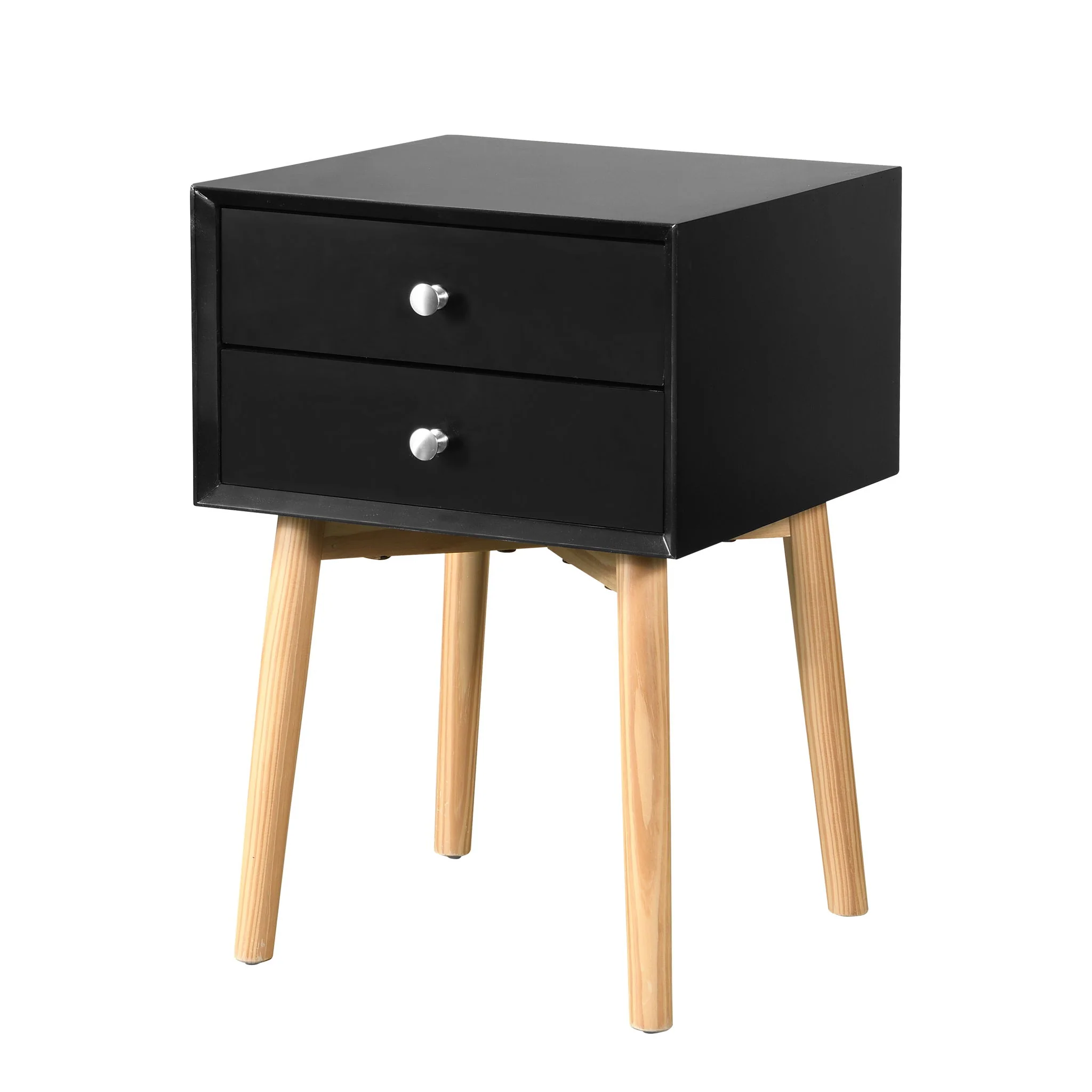 Side Table With 2 Drawer, Mid-Century Modern Storage Cabinet For Bedroom - Image 2