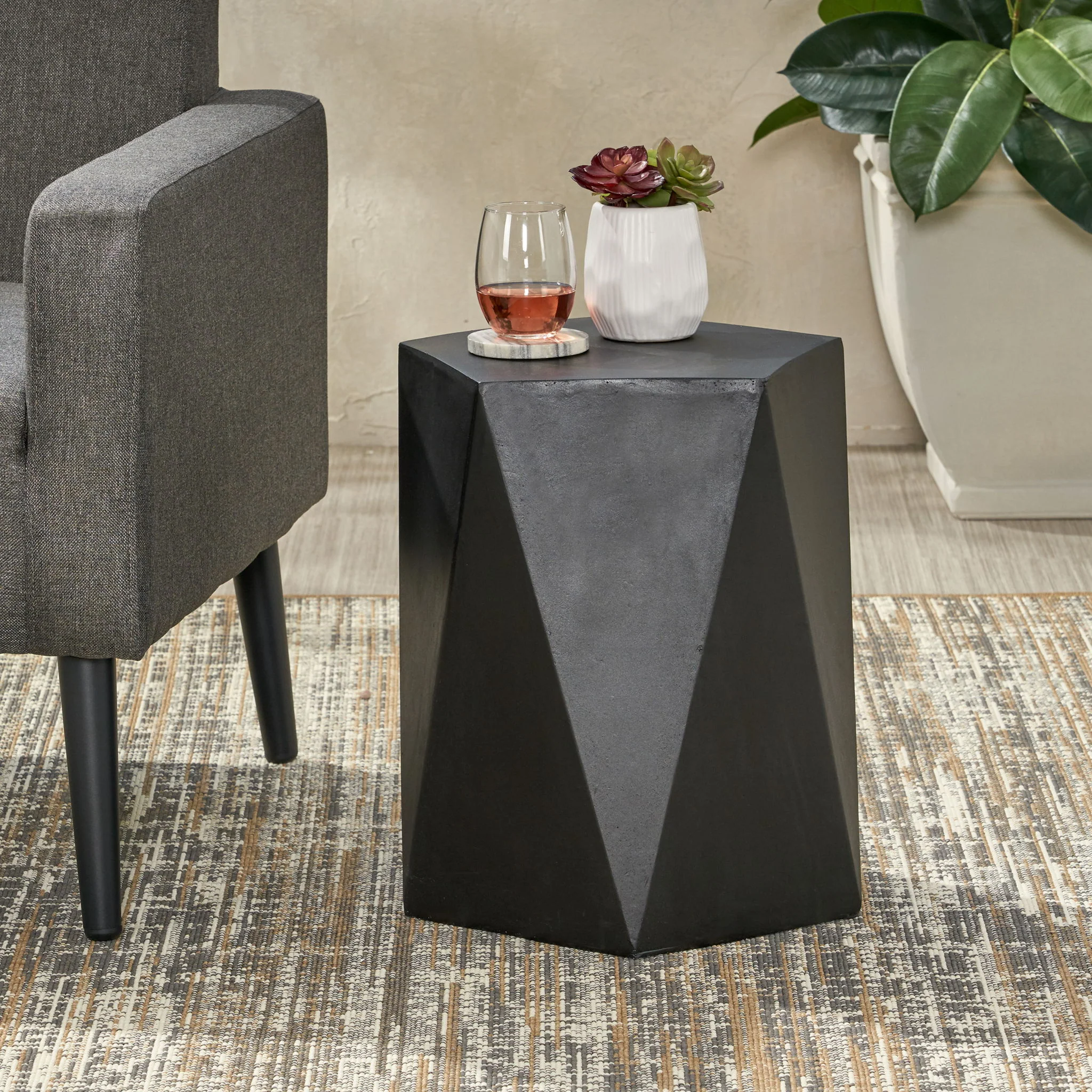 Side Table With Geometric Design - Image 14