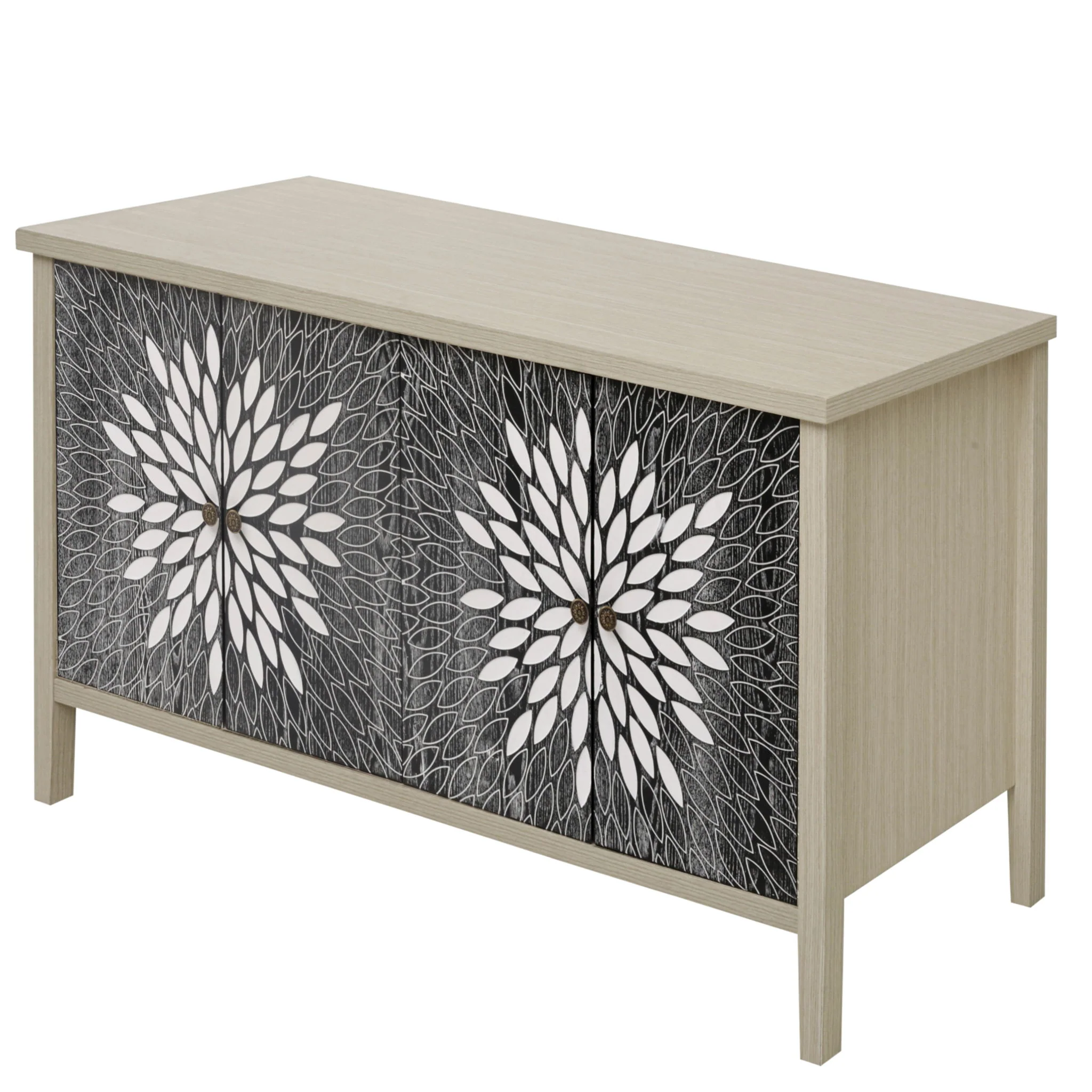 Sideboard Buffet Cabinet Carved 4 Door Storage 58in x 32in - Image 14