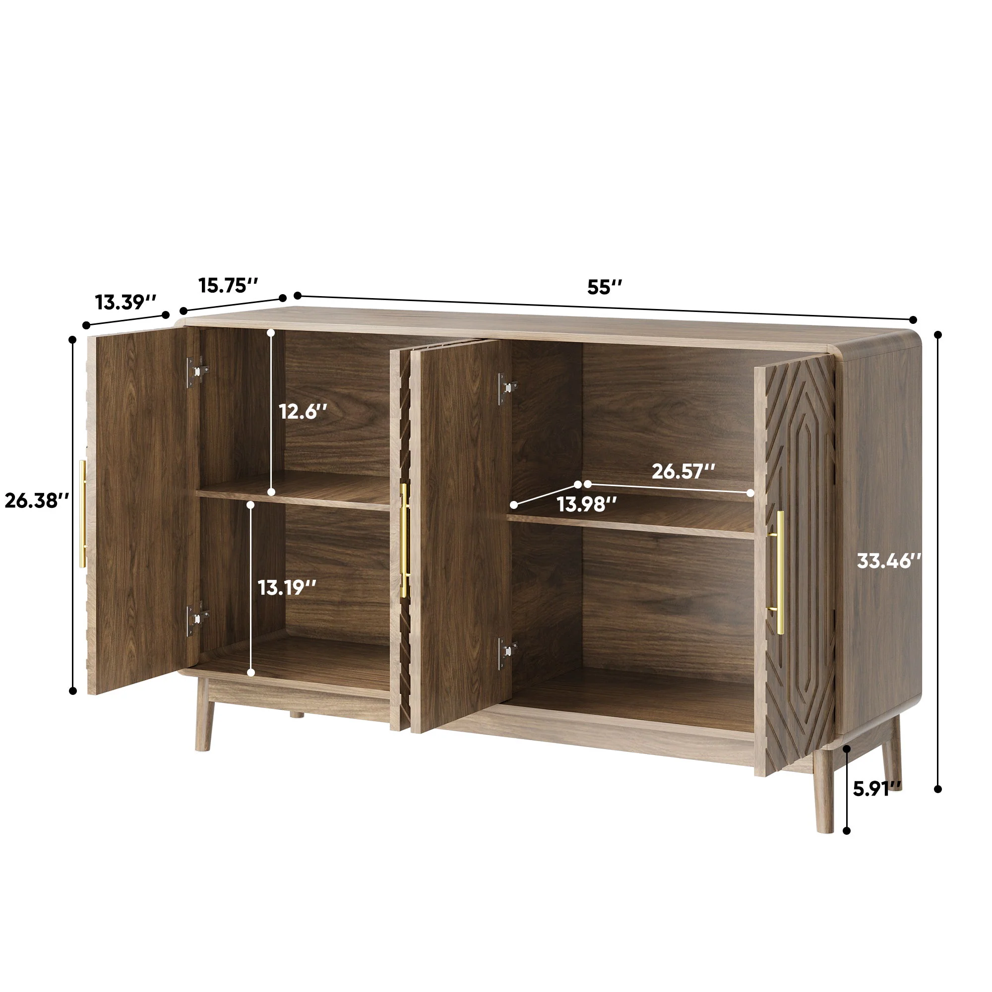 Sideboard Buffet Cabinet Dining Room Storage Credenza Wood Dark Brown - Image 12