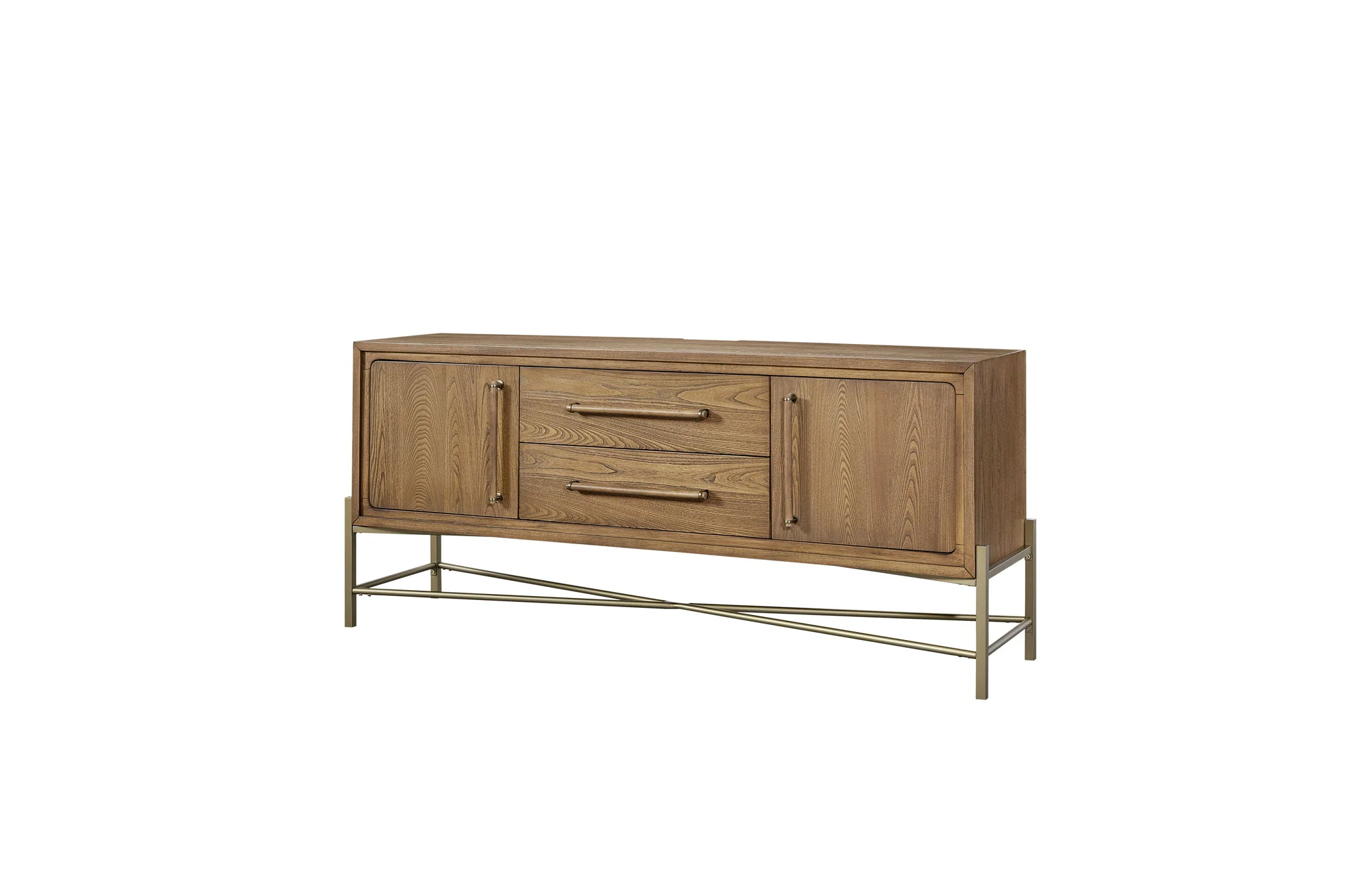 Sideboard Buffet Cabinet with Charging Station Wood Veneer 72x32in Light Brown - Image 8