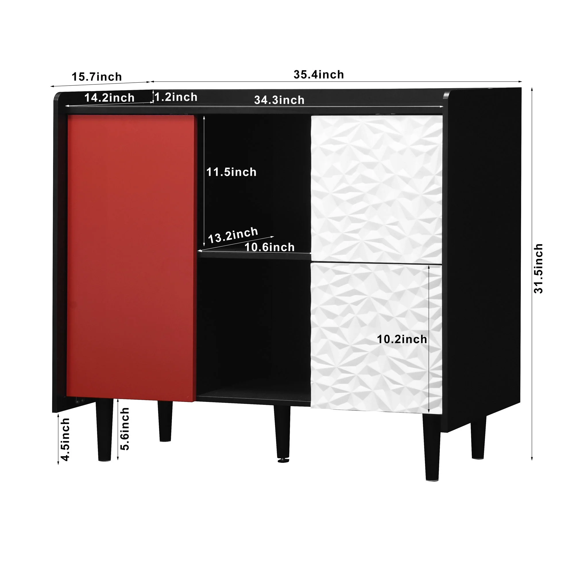 Sideboard Buffet Cabinet with Unique Panel Styling Wood Storage Drawers - Image 10