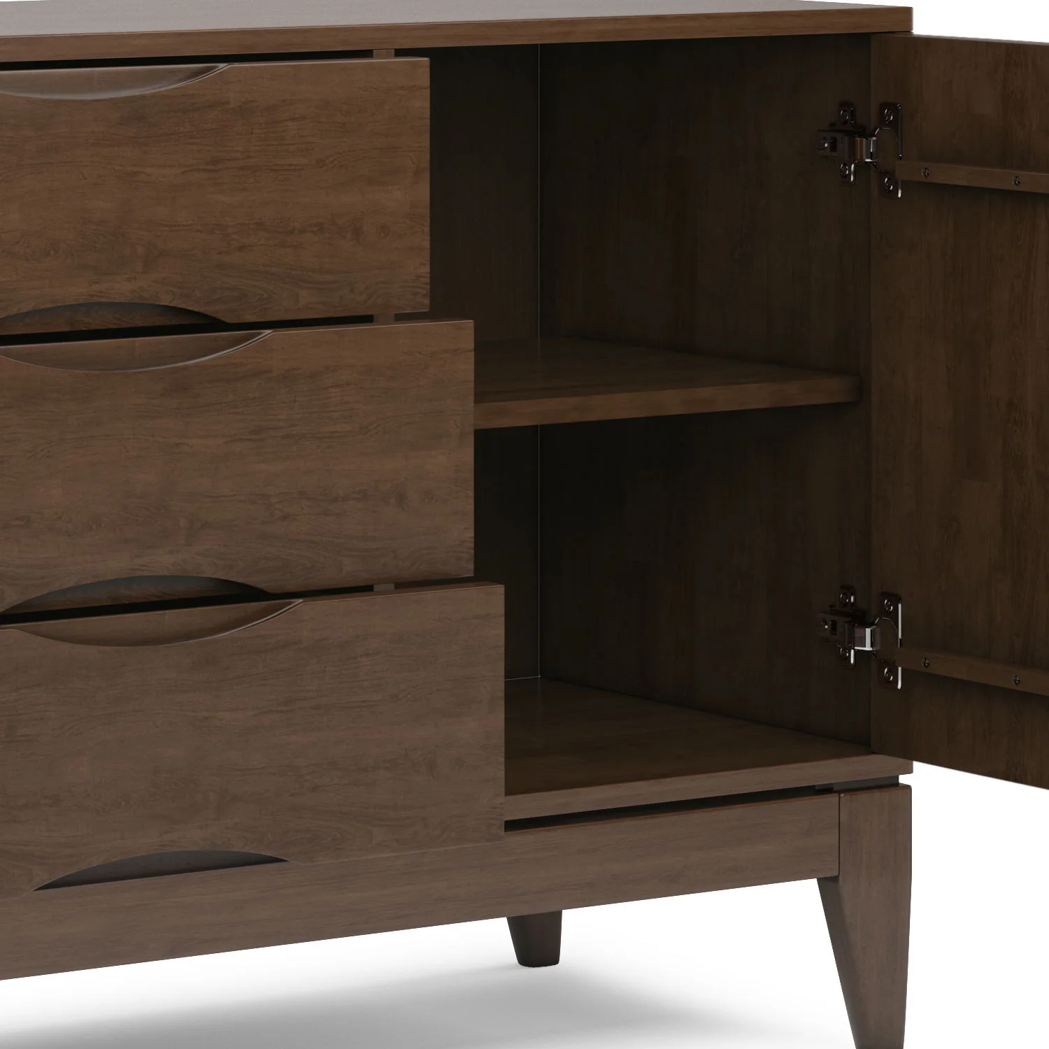 Sideboard Buffet Storage Cabinet Mid Century Solid Rubberwood 60x30in Dark Brown - Image 3