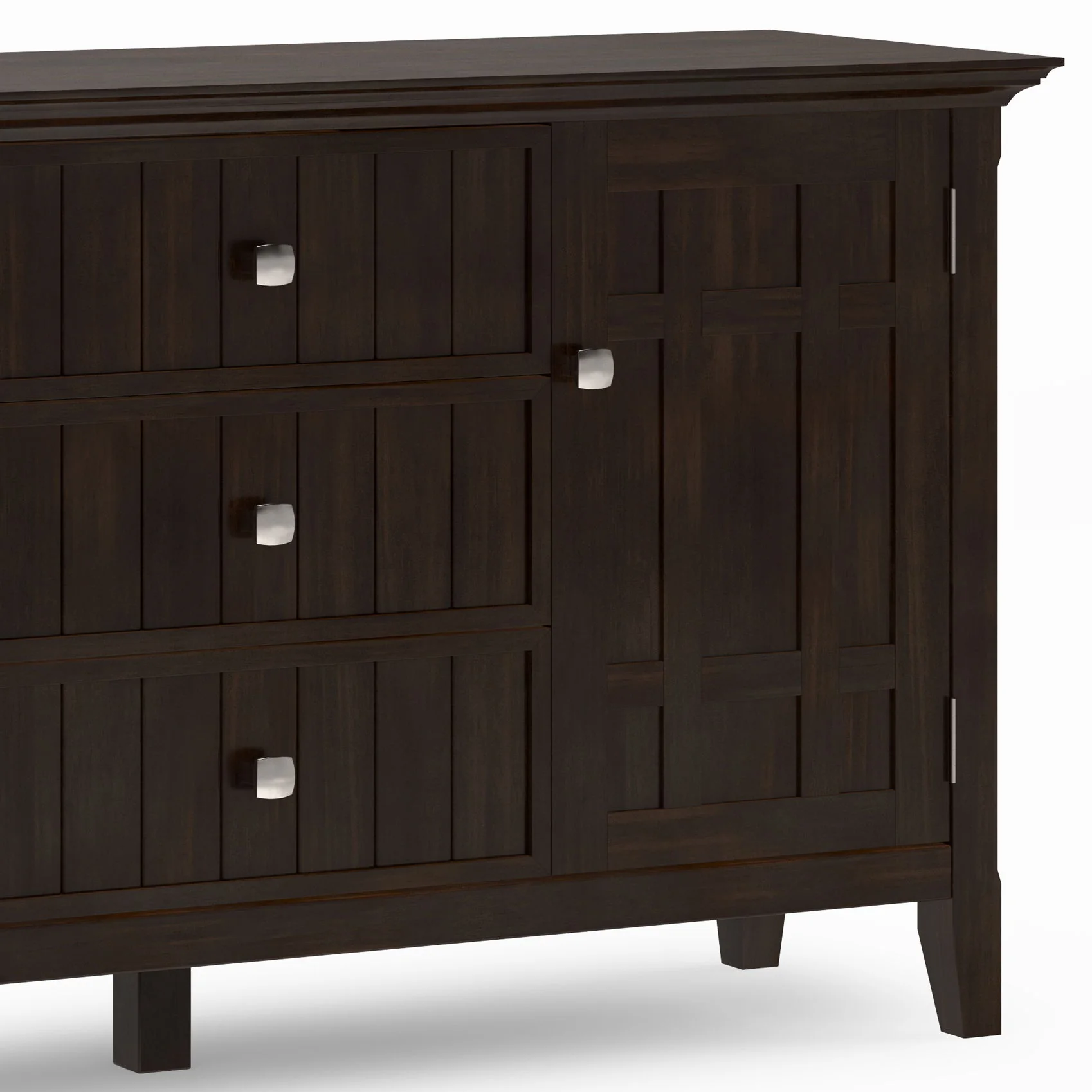 Sideboard Buffet Storage Cabinet with Drawers in Wood 54x30in Dark Brown - Image 5