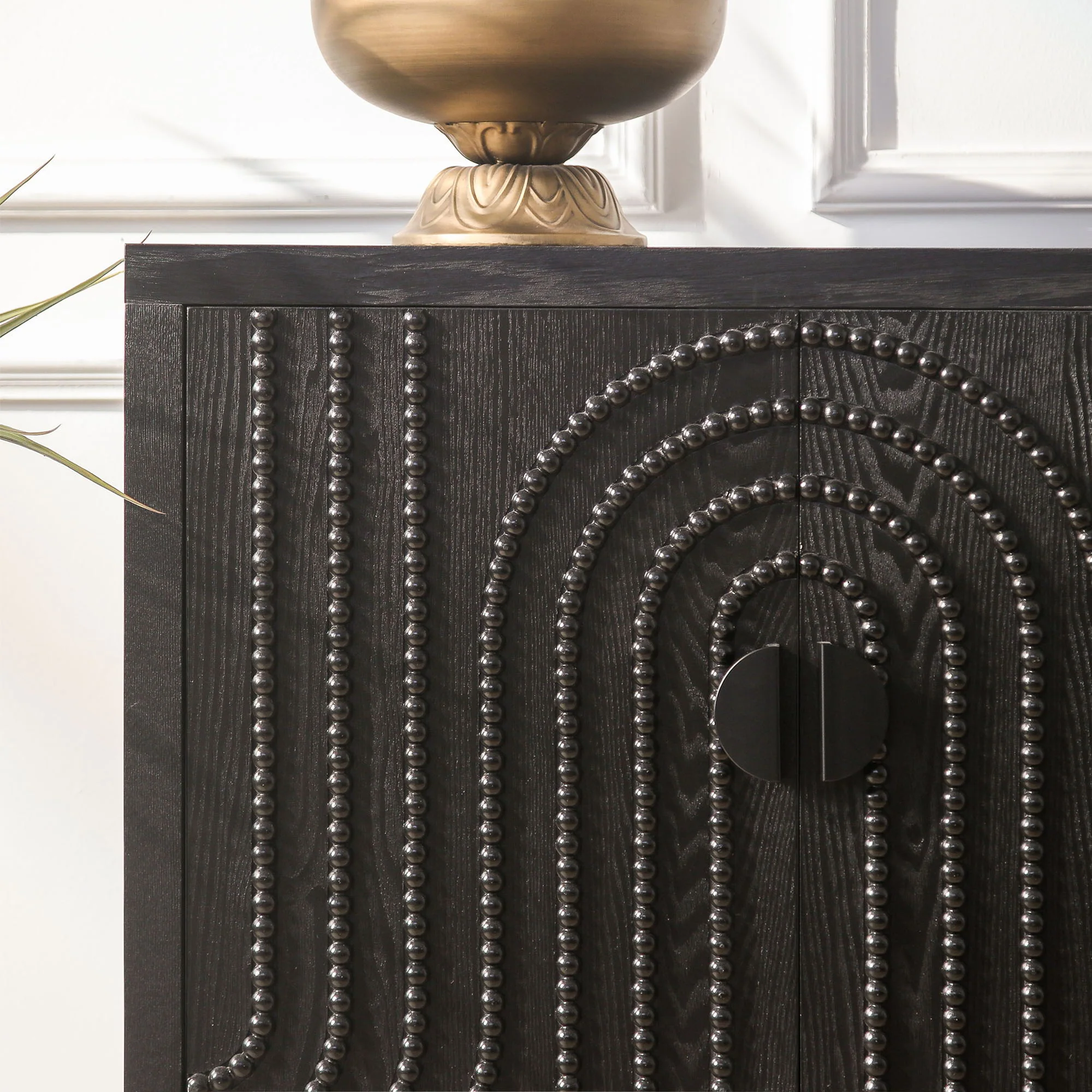 Sideboard Cabinet Buffet Storage Solution Wood 59x33in Black - Image 5
