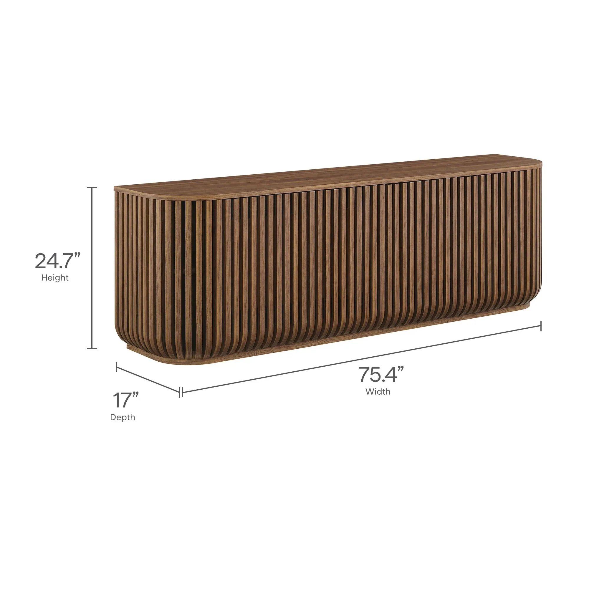 Sideboard Storage Cabinet Curved Door Push Open Shelf 75 Inch - Image 4