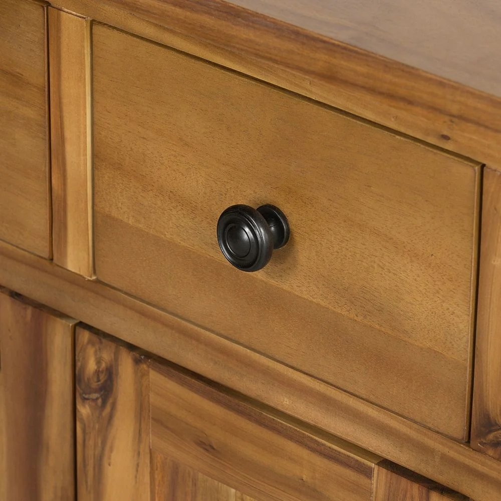 Sideboard Storage Cabinet Farmhouse Style Wood 55x32in Light Brown - Image 3