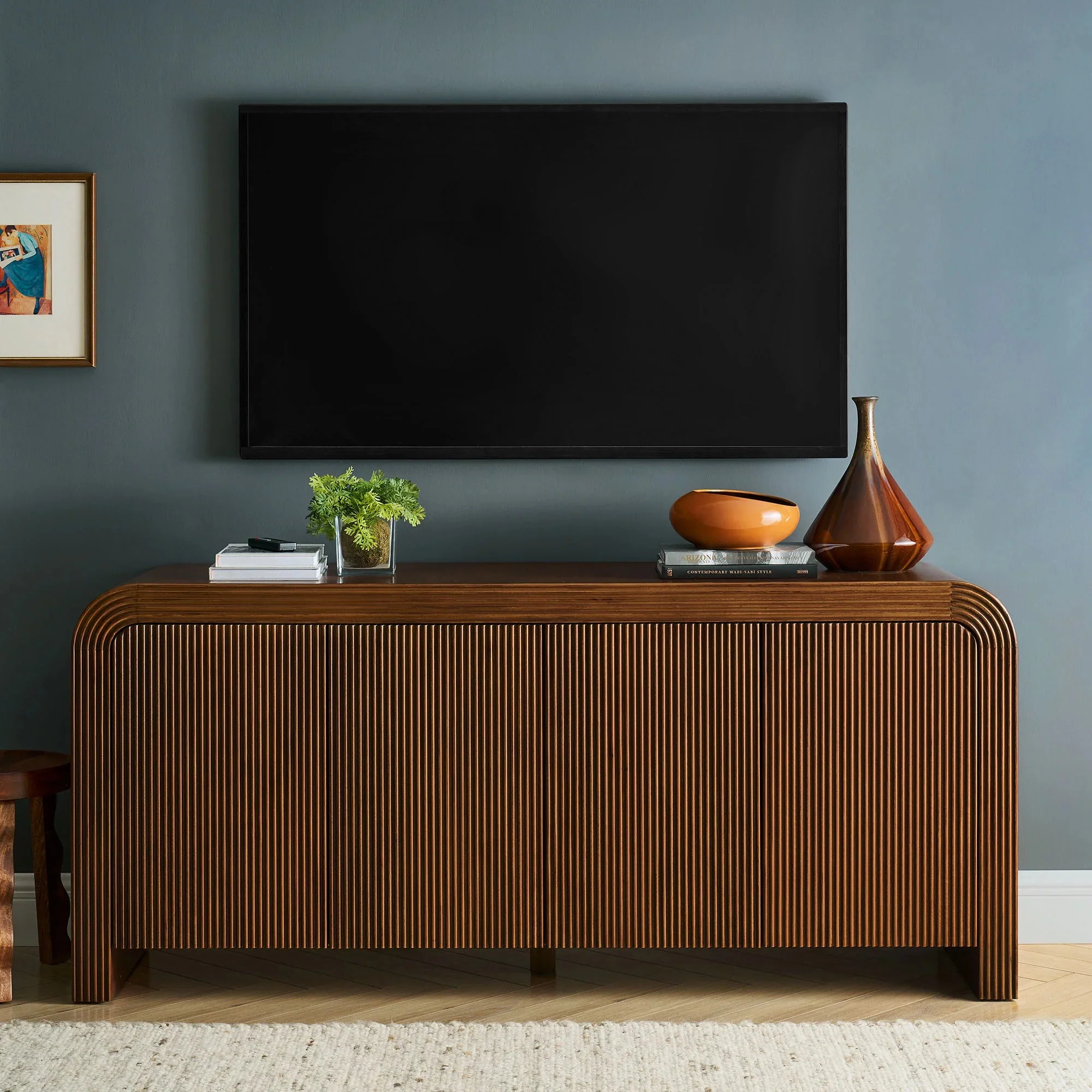 Sideboard Storage Cabinet Fluted Door Push Open Shelf 70 Inch - Image 15