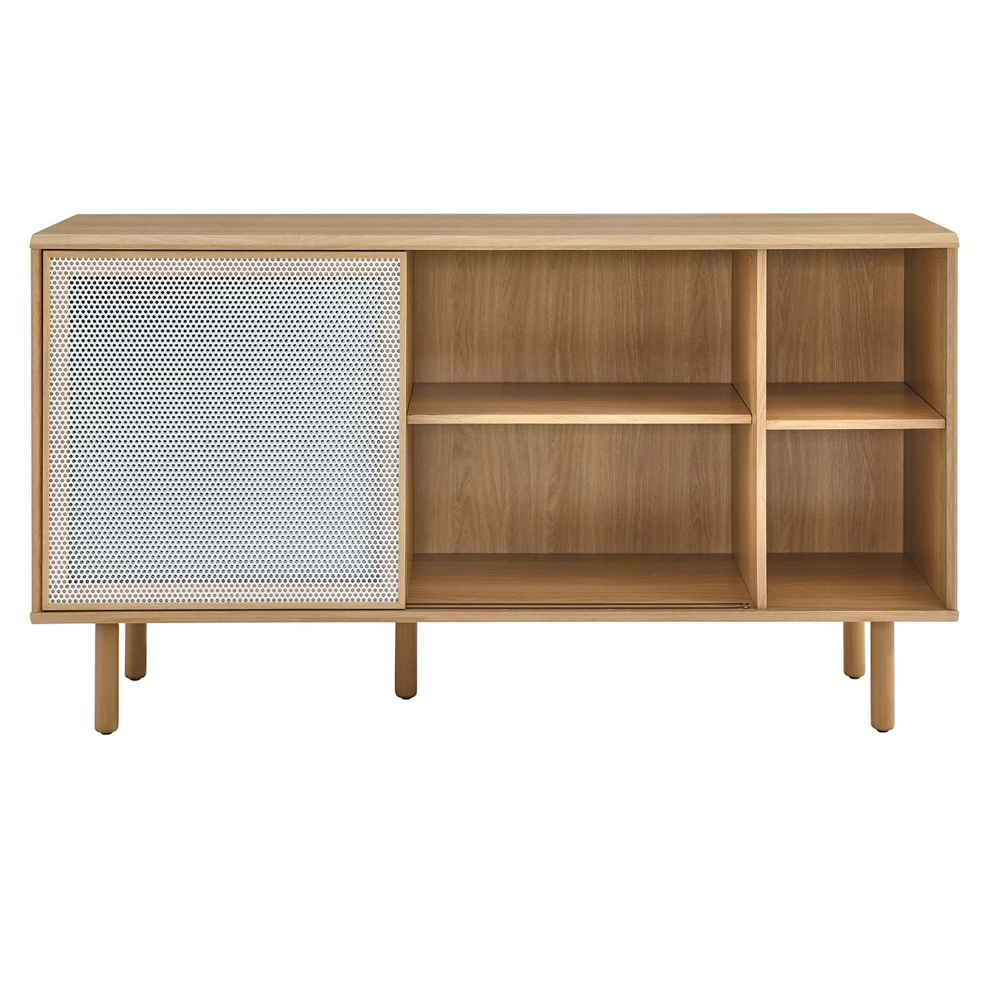 Sideboard Storage Cabinet Metal Mesh Sliding Door MDF 59 Inch - Image 19