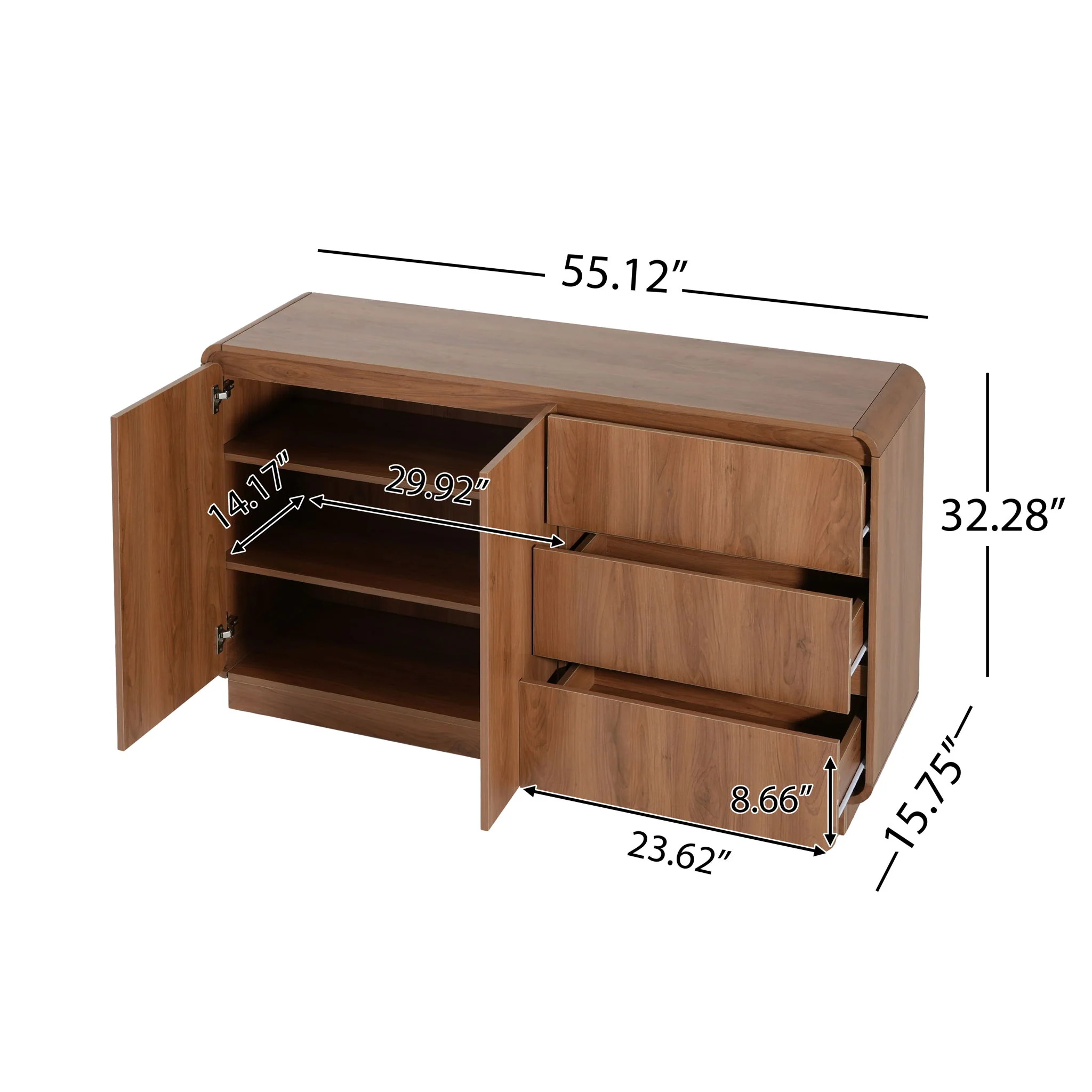 Sideboard, Wide Storage With 2 Doors And 3 Drawers - Image 13